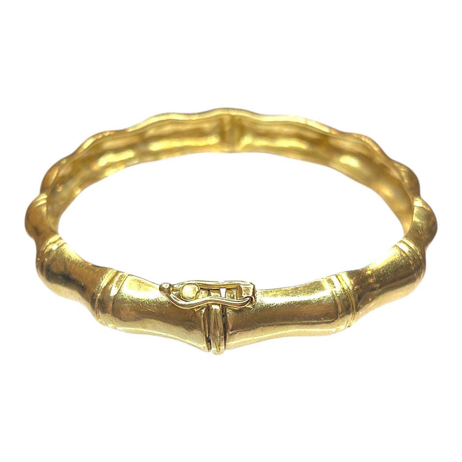 Vintage 14K Gold Bamboo Bangle Bracelet