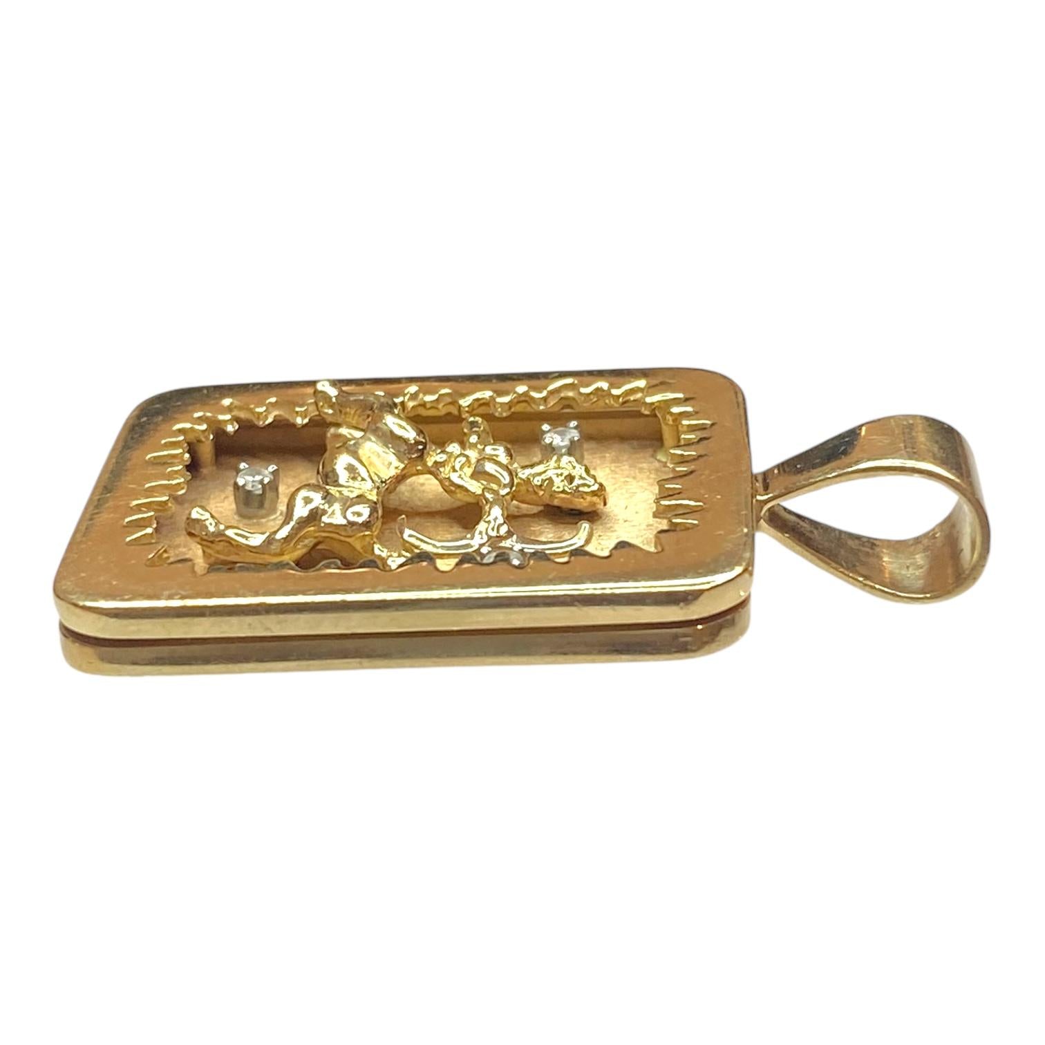 Vintage 14K Gold Zodiac Sagittarius Shadow Box Style Pendant