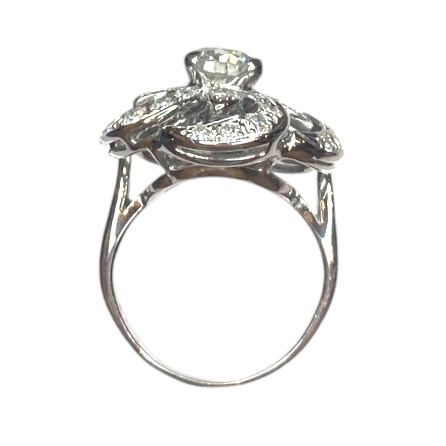 Vintage 14K White Gold Diamond Ring