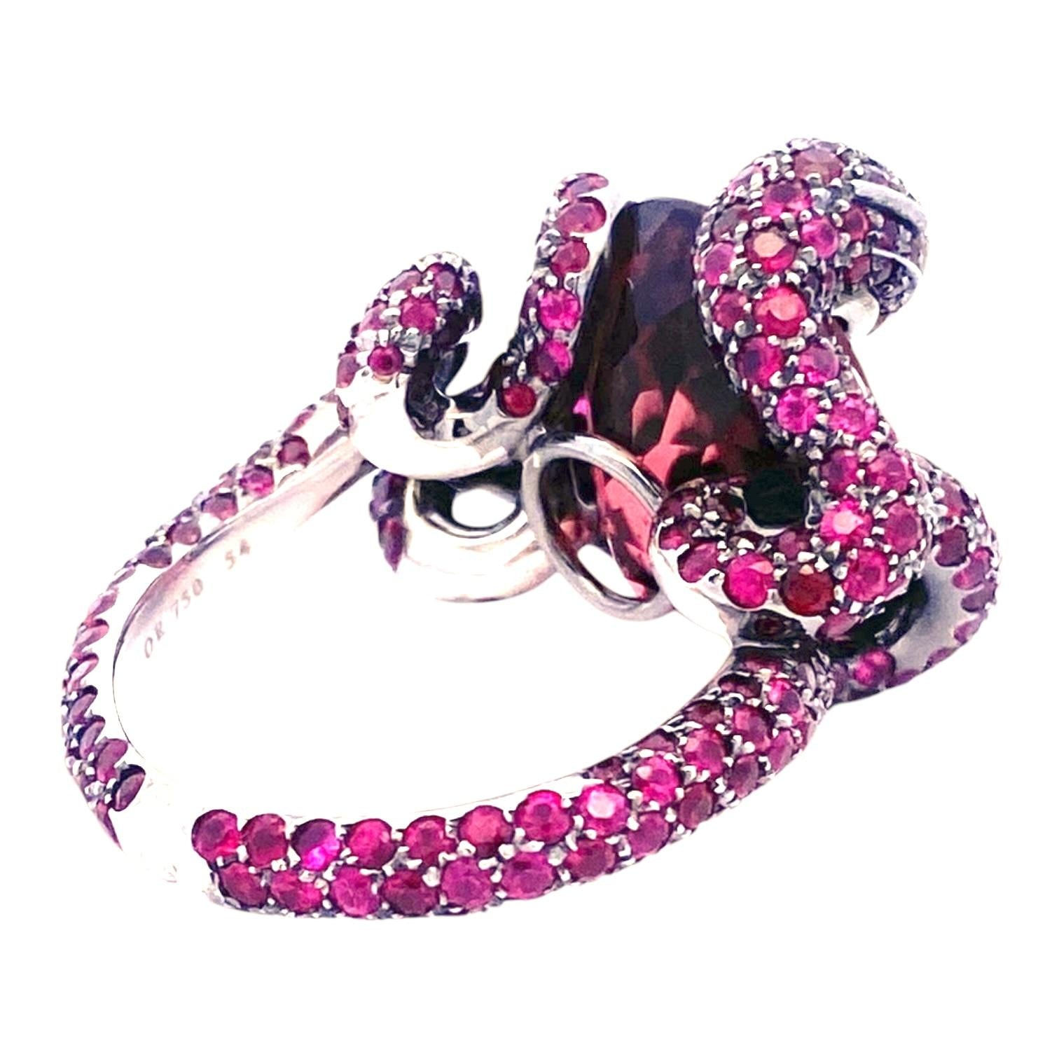 Boucheron Tourmaline Ruby Emerald Python Ring
