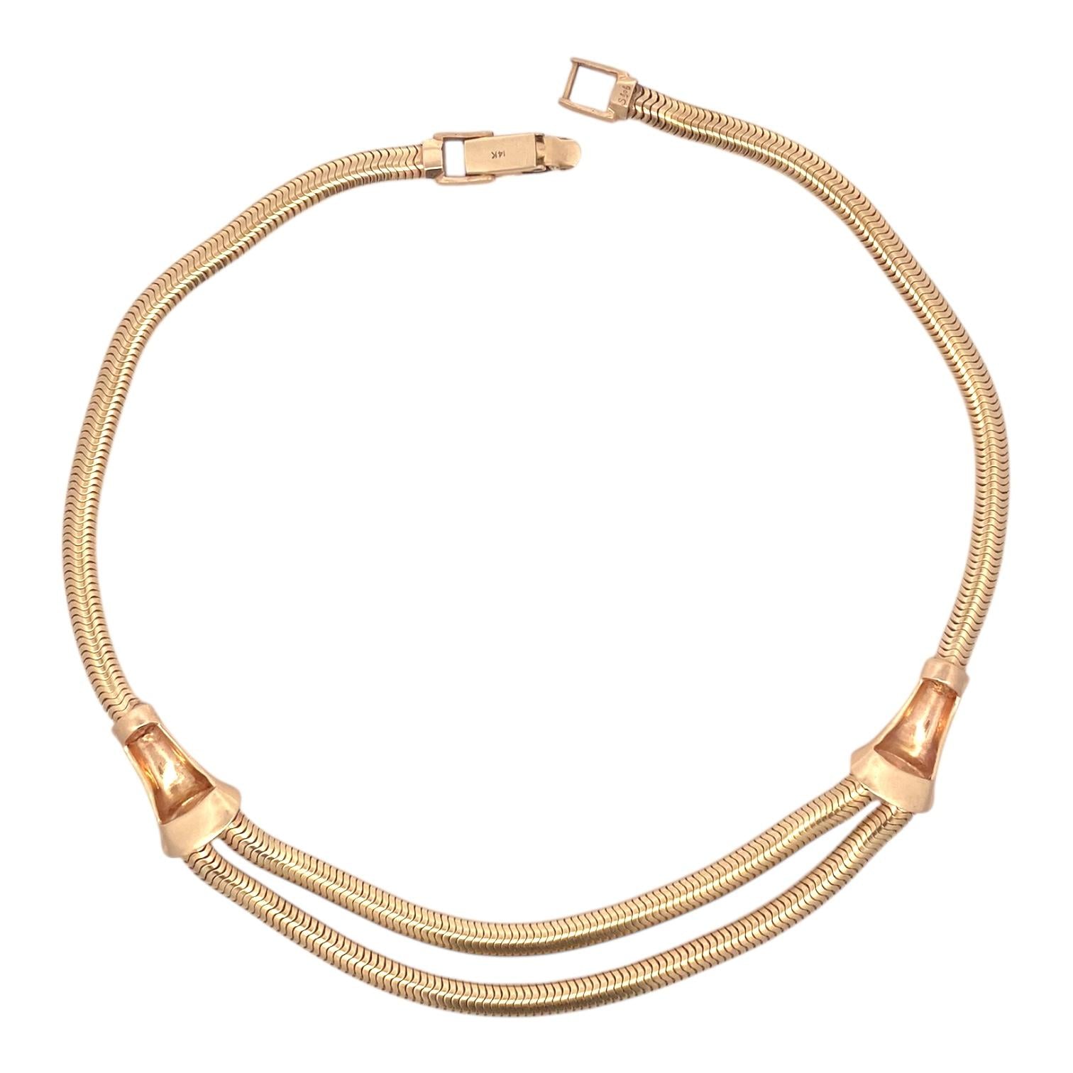 Retro 14K Festoon Snake Chain Necklace