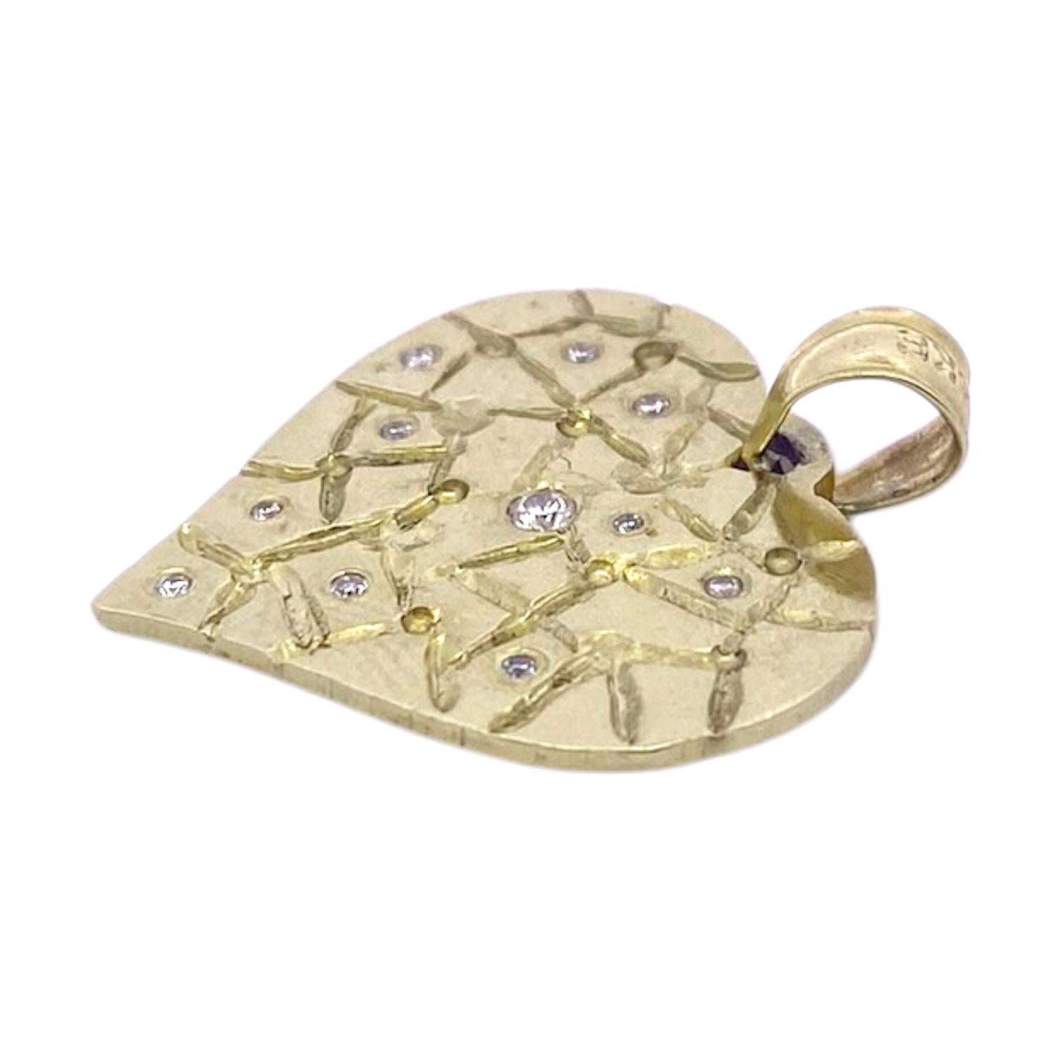 Vintage 14K Gold Diamond Heart Pendant