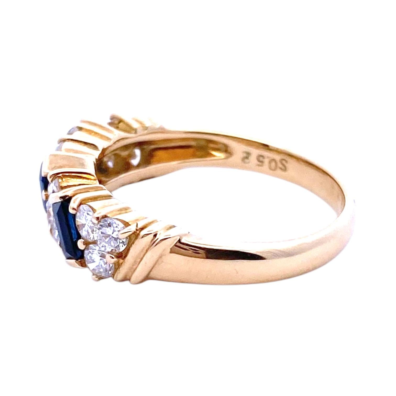 Vintage 18K Gold Sapphire and Diamond Band Ring