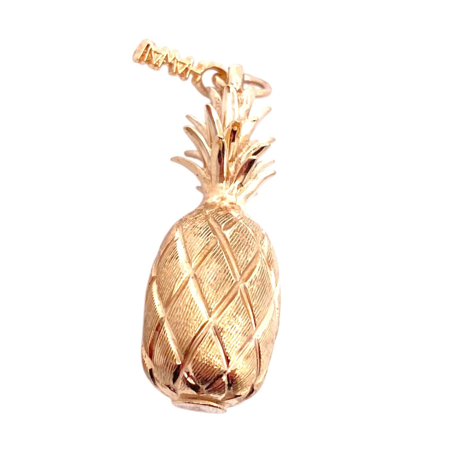 Vintage 14K Gold Hawaii Pineapple Charm Pendant