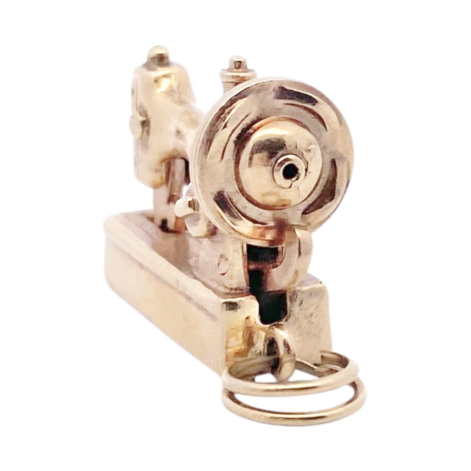 Vintage 14K Gold Sewing Machine Charm Pendant