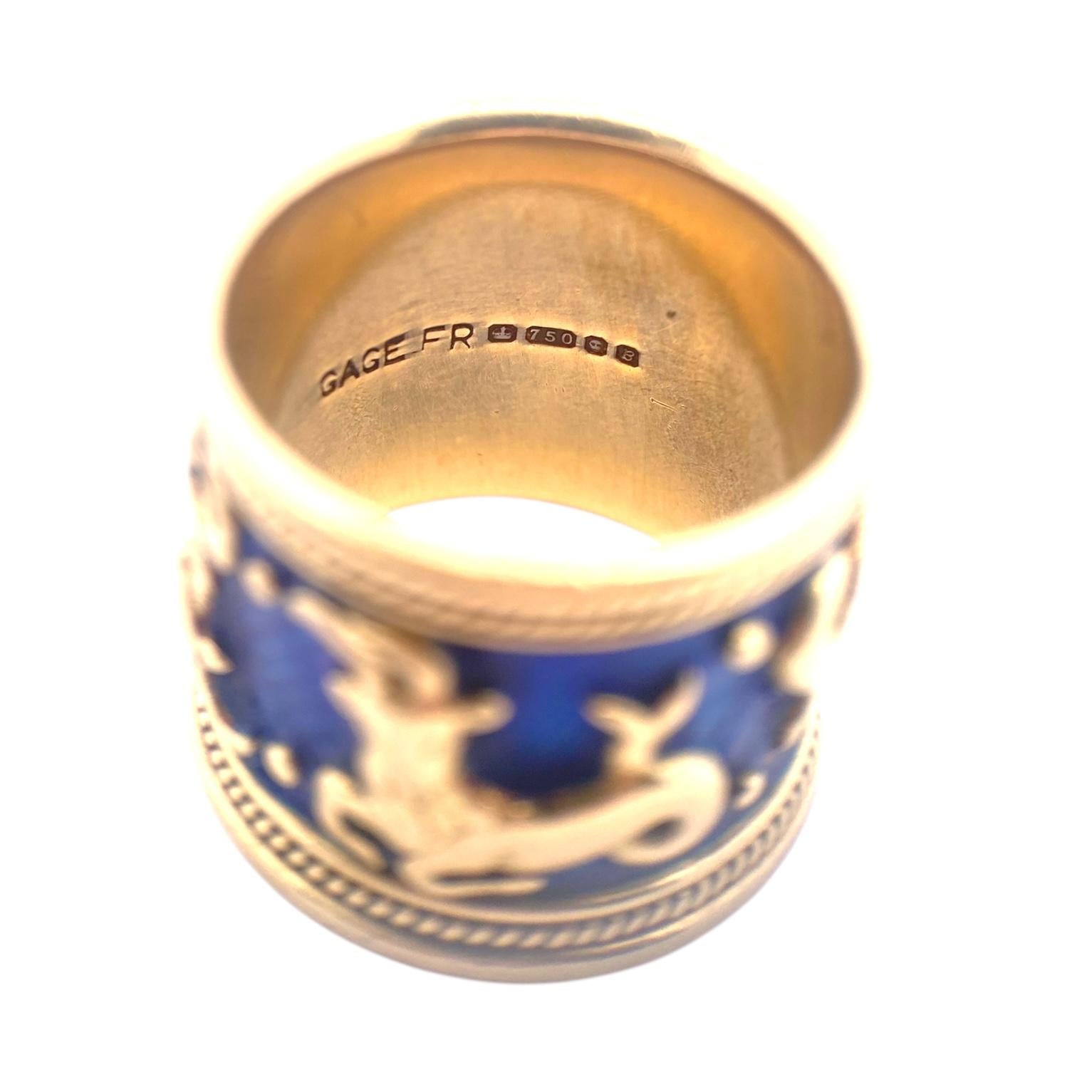 Vintage ELizabeth Gage Sagittarius Zodiac Enamel Band Ring