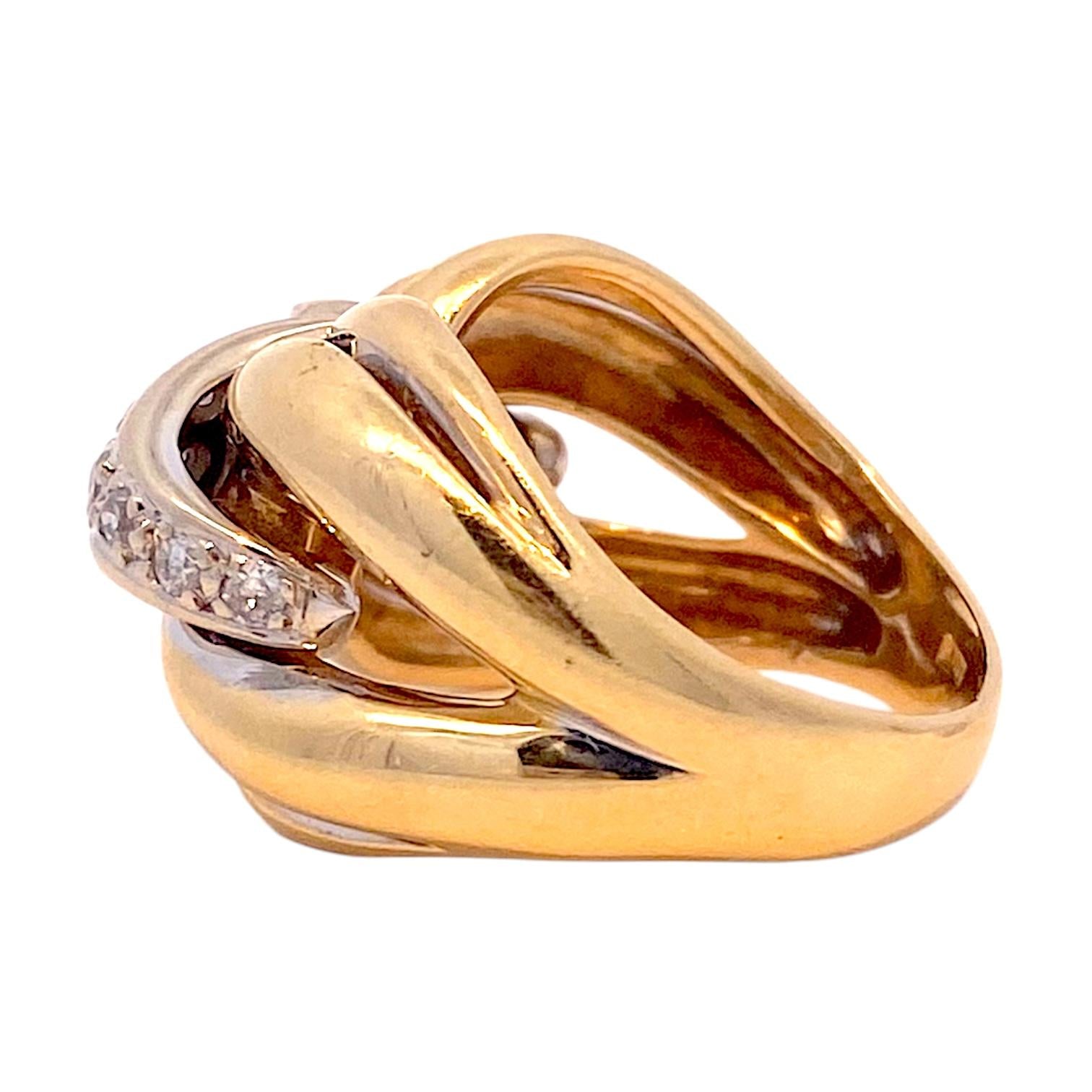 Vintage 18K Two Tone Diamond Cocktail Ring