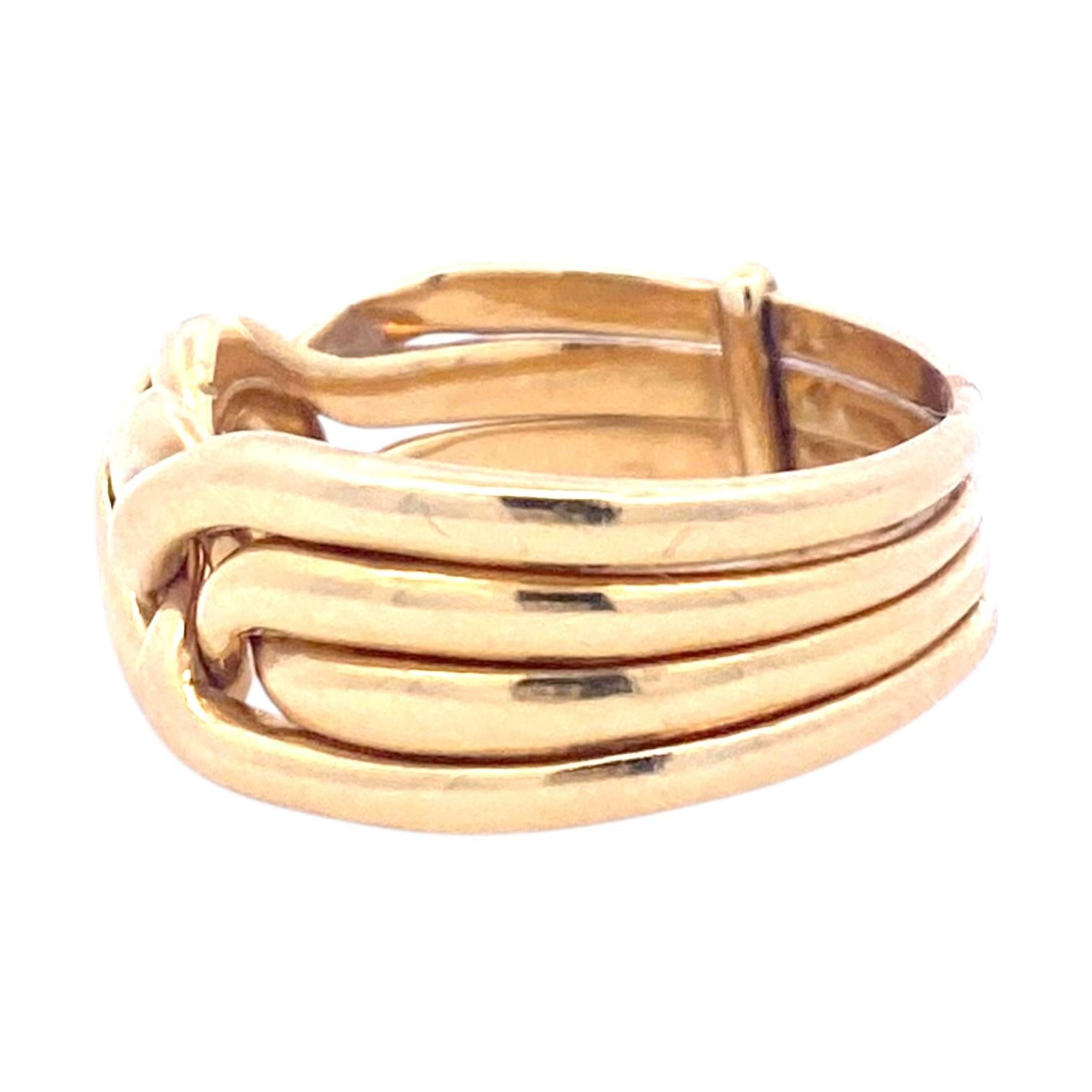 Vintage 18K Yellow Gold Puzzle Ring Size 7