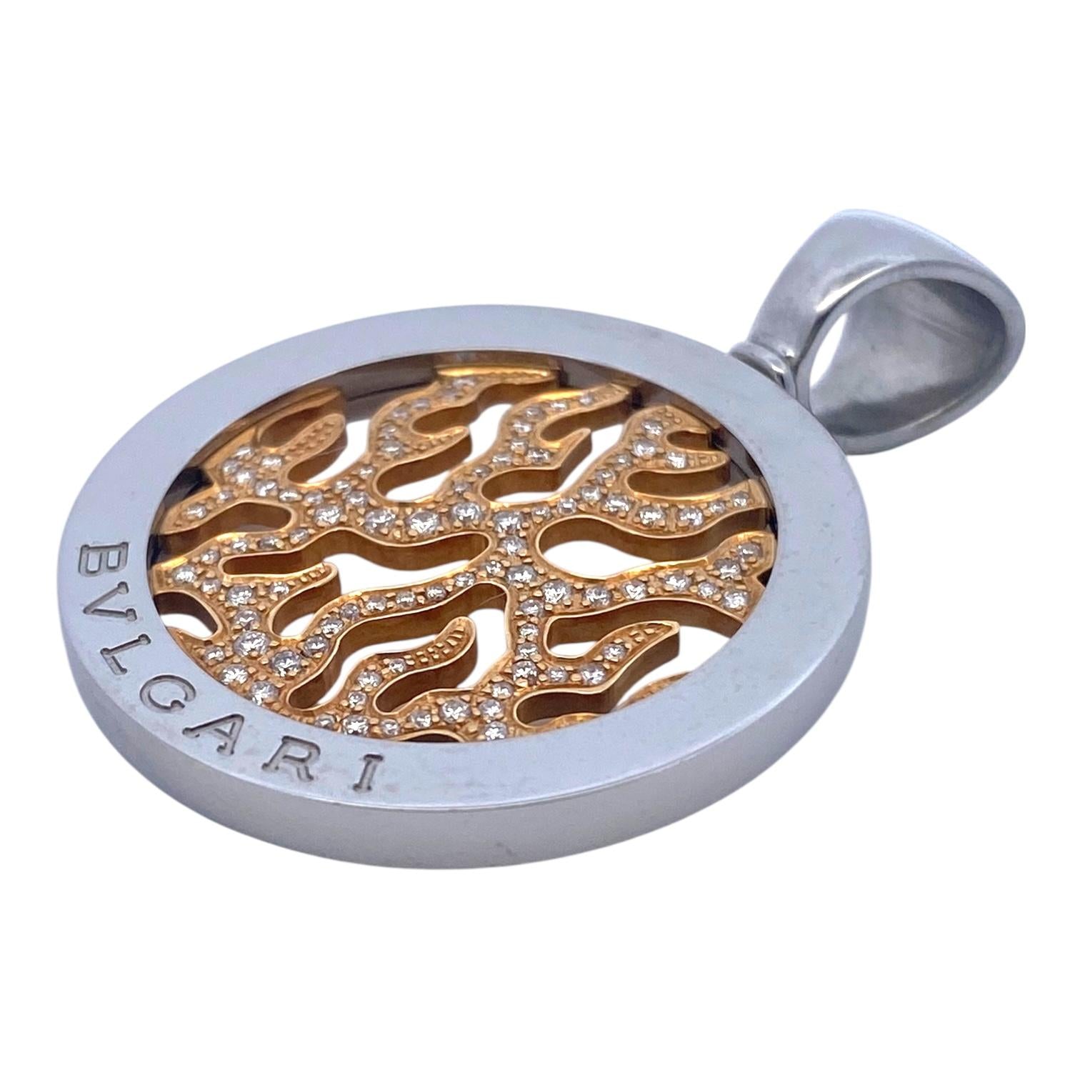 Vintage Bvlgari Tondo Fire Diamond 18K Stainless Pendant