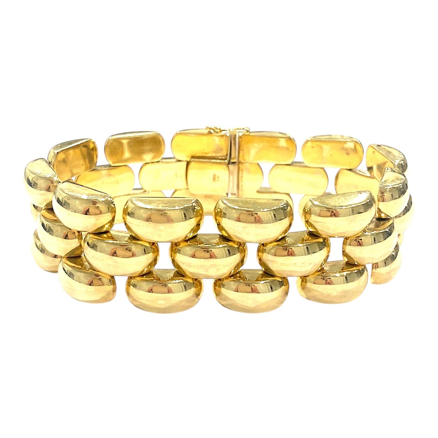 Vintage 14K Yellow Gold Wide Links Bracelet