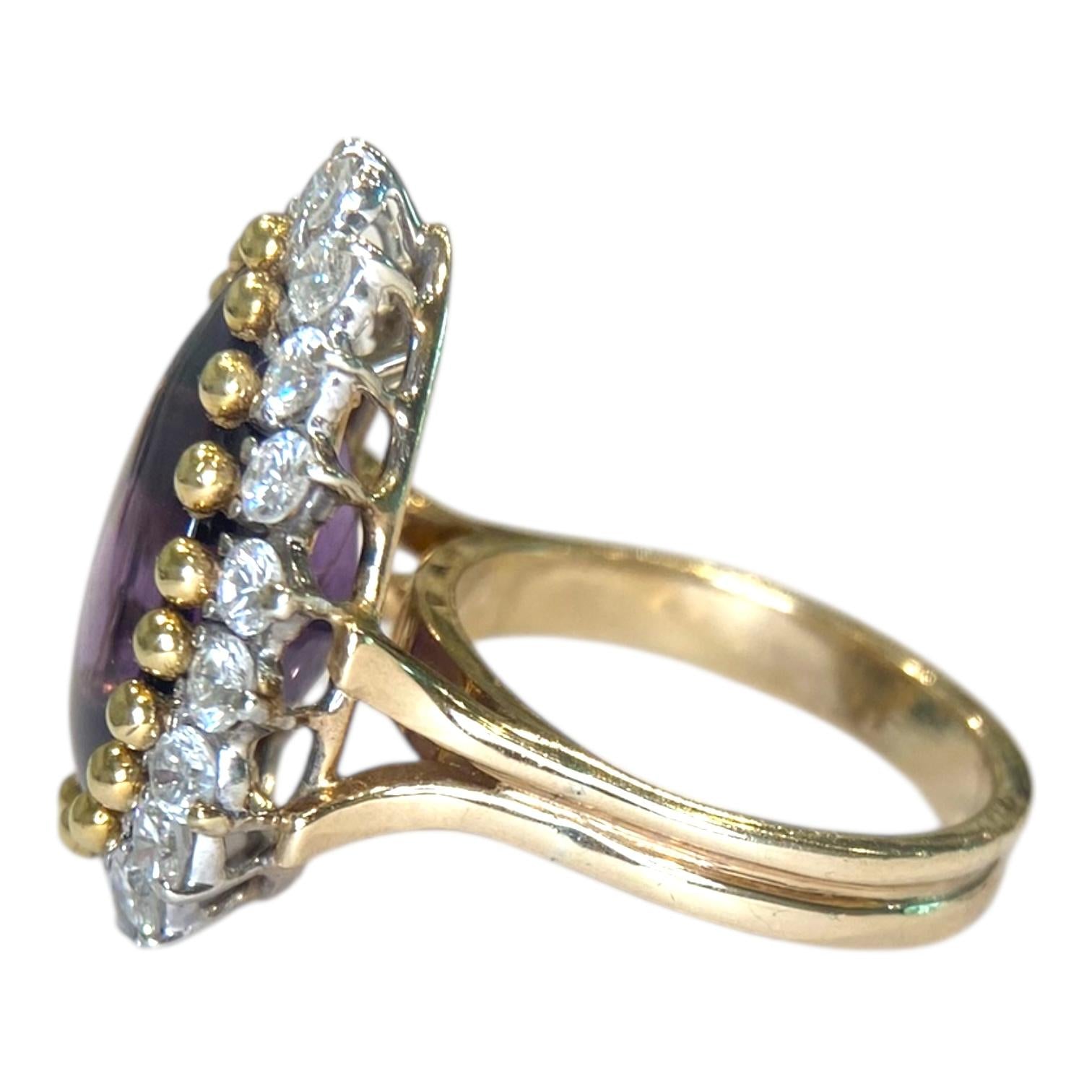 Vintage 14K Gold Amethyst & Diamond Ring