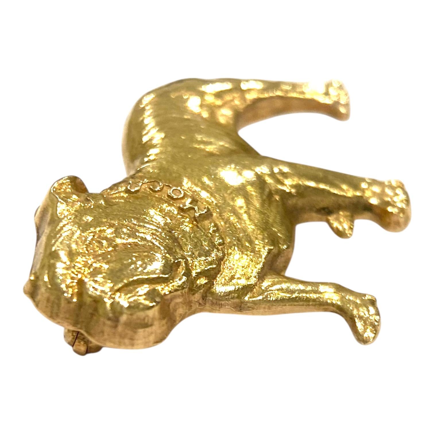 Vintage 14K Yellow Gold Bulldog Brooch