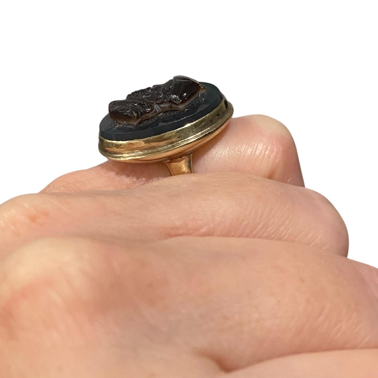 Antique 14K Gold Agate Cameo Ring
