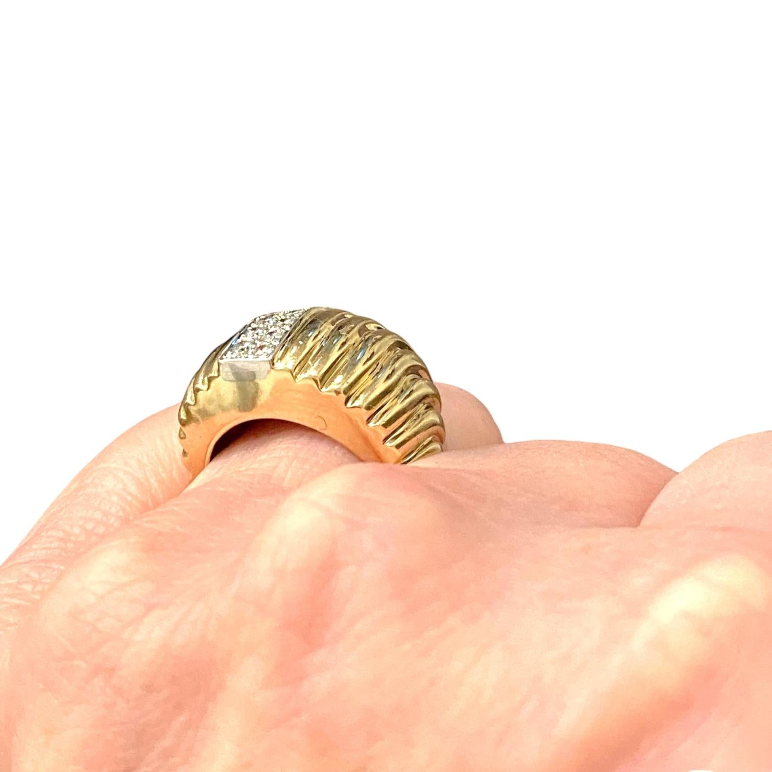 Vintage DANKNER 14K Fluted Diamond Ring