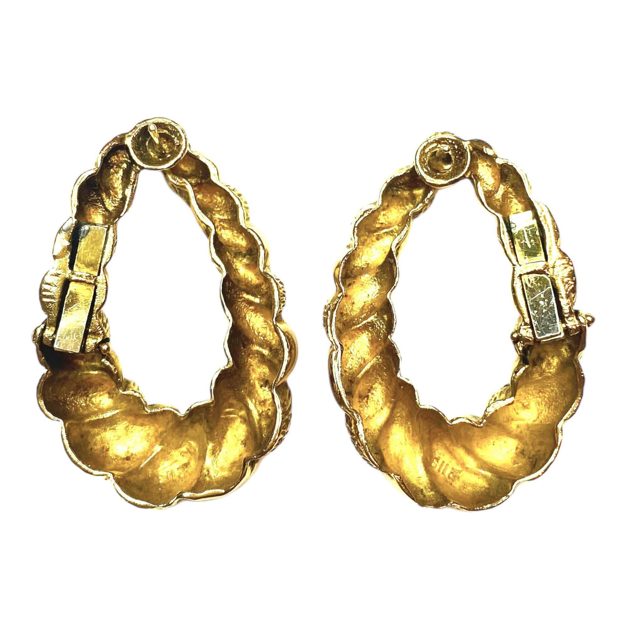 Vintage 14K Large Twisted Hoop Earrings
