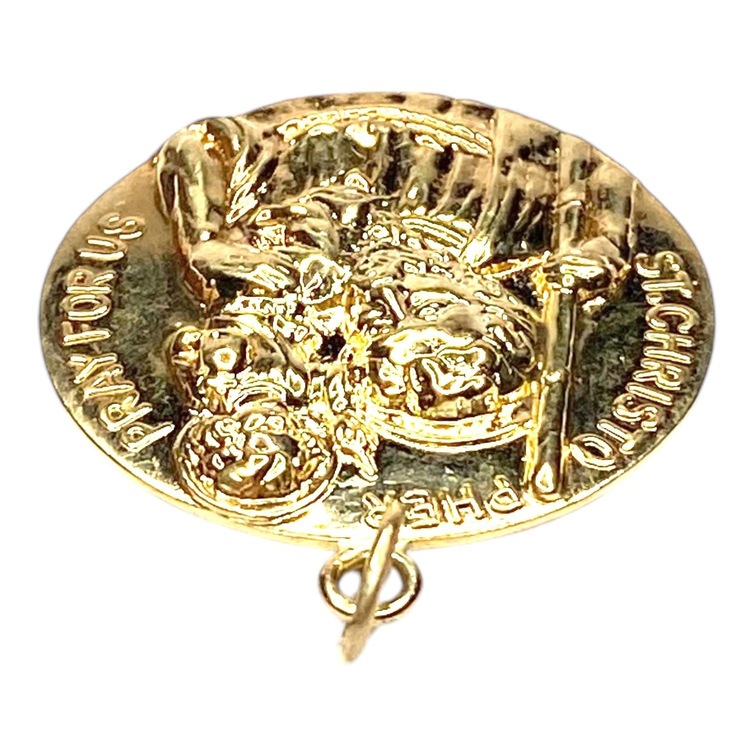 Vintage Large 14K Gold St Christopher Pendant