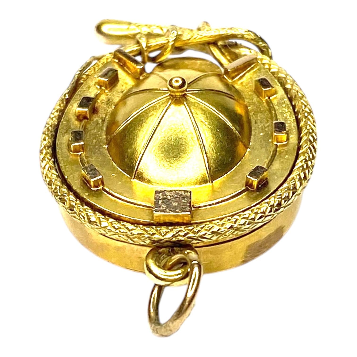Antique 14K Gold Horseshoe Jockey Locket