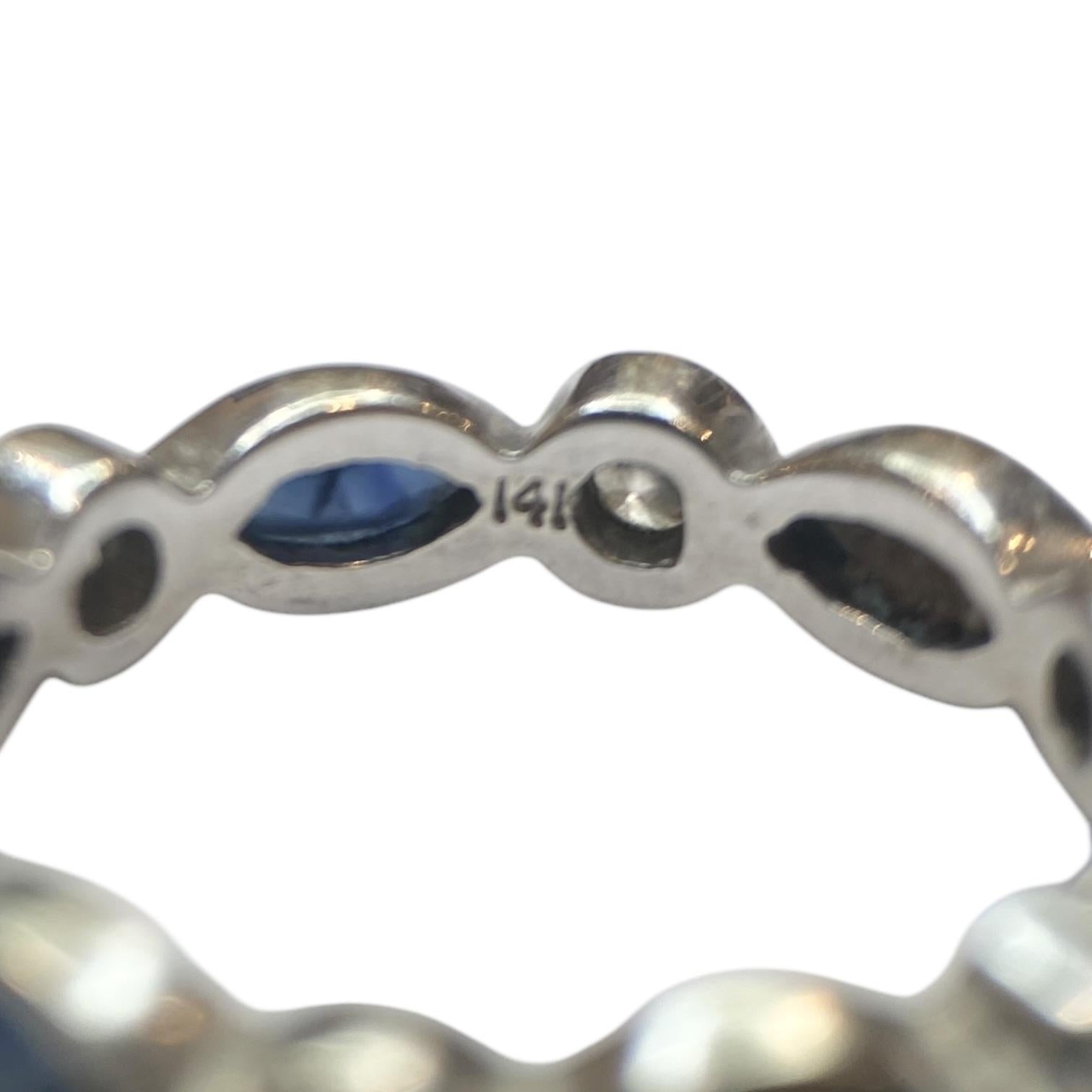 14K White Gold Sapphire & Diamond Eternity Band