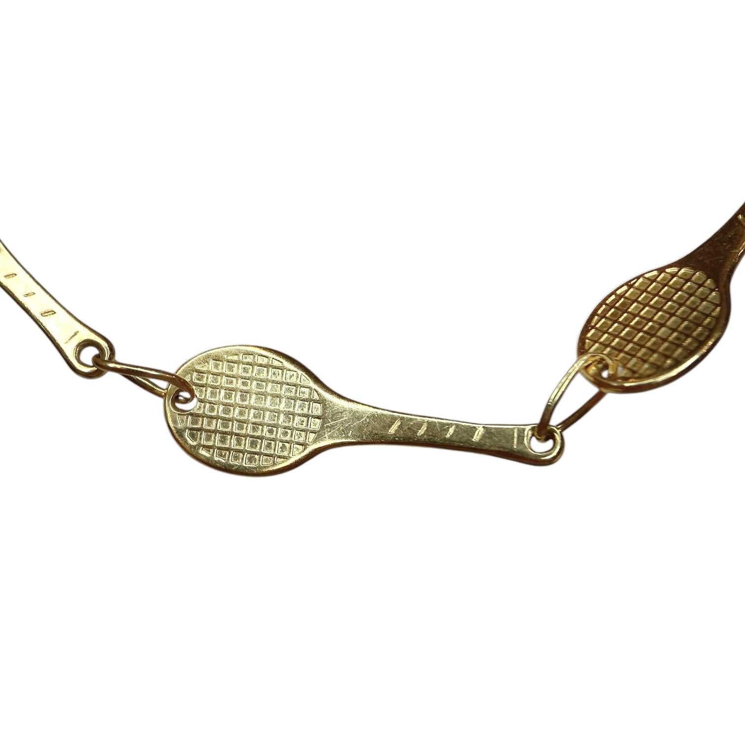 Vintage 14K Yellow Gold Tennis Racket Bracelet
