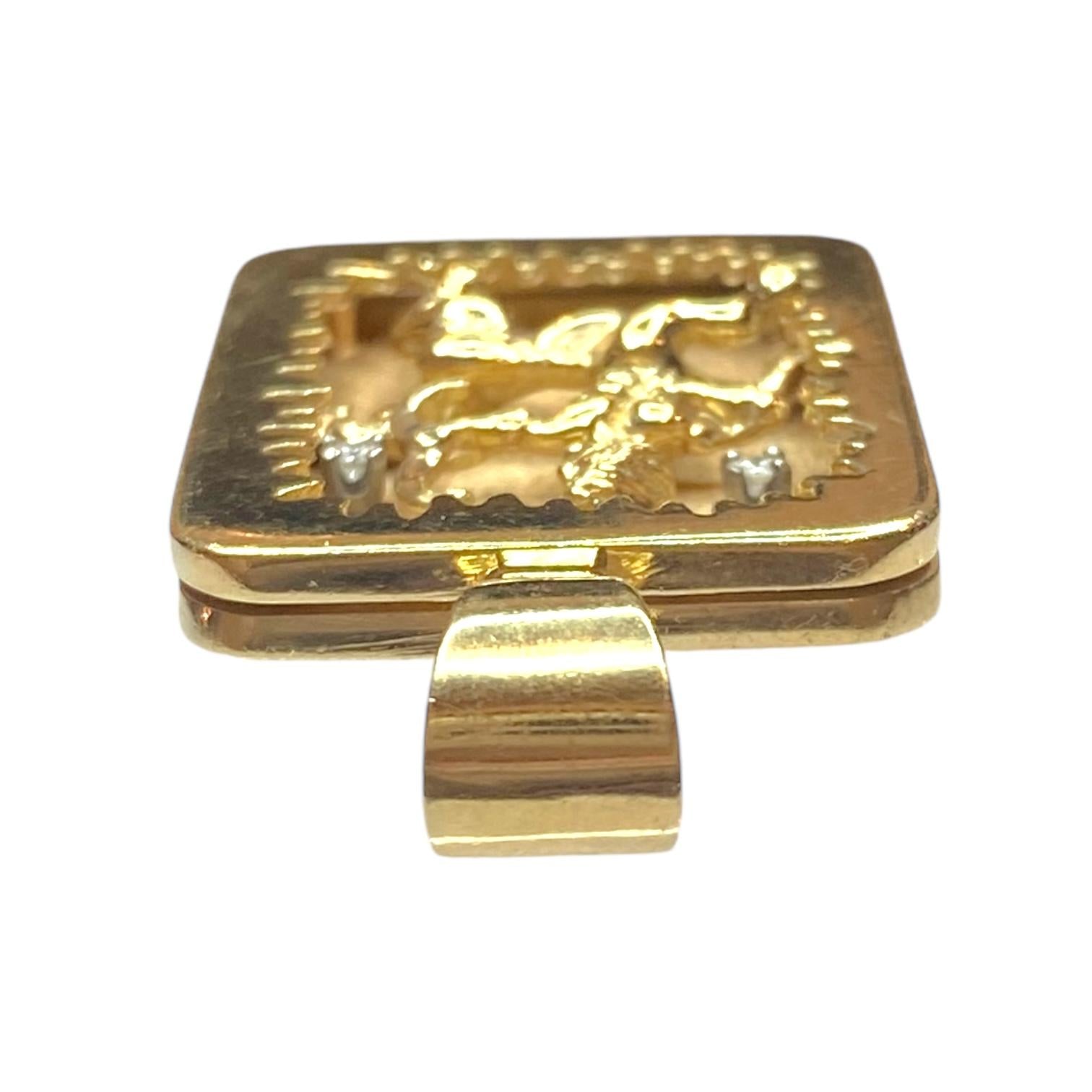 Vintage 14K Gold Zodiac Sagittarius Shadow Box Style Pendant