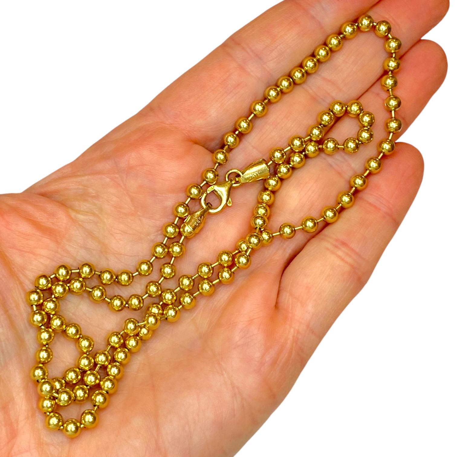 Vintage 14K Yellow Gold Large Ball Chain Necklace 23"