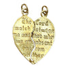 Vintage 14k Yellow Gold Mizpah Heart Pendant 2 Pieces