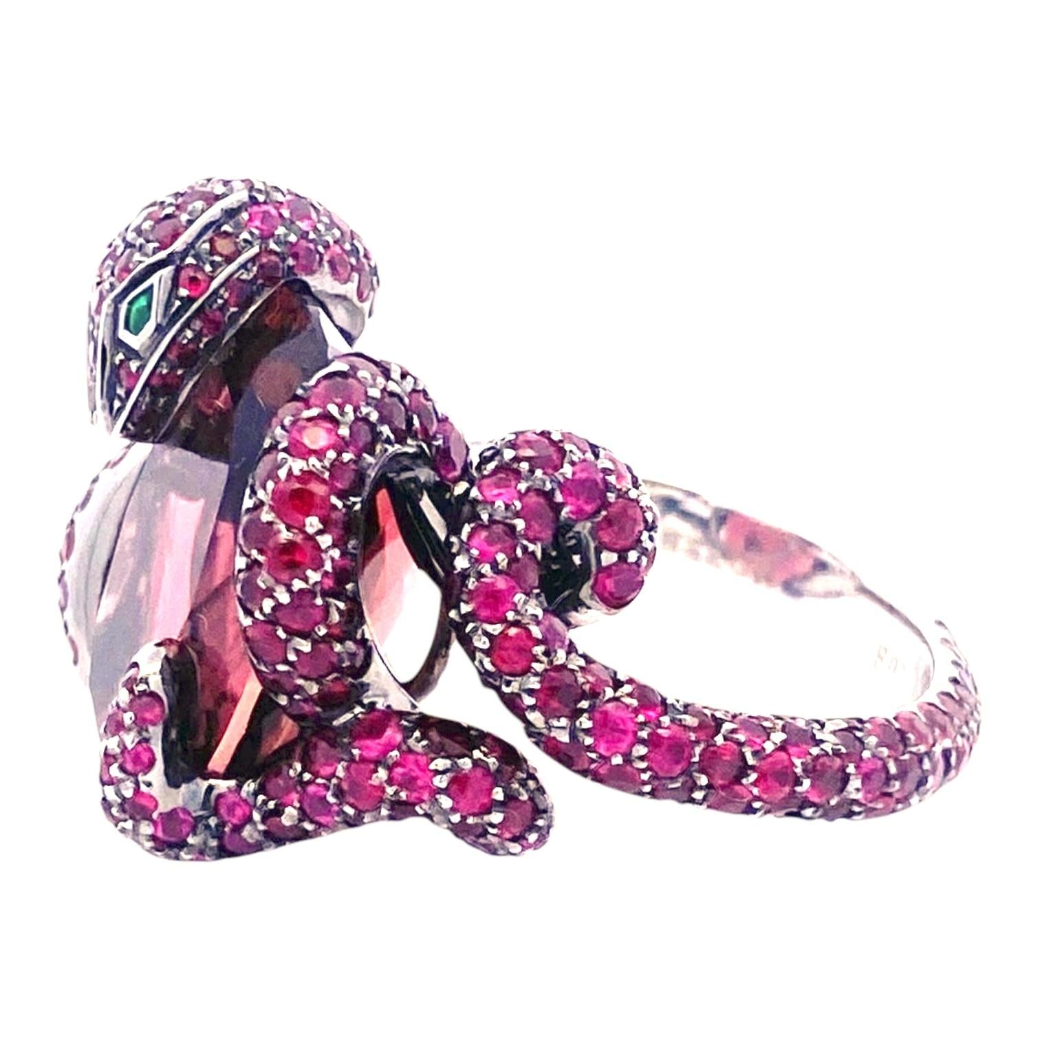Boucheron Tourmaline Ruby Emerald Python Ring