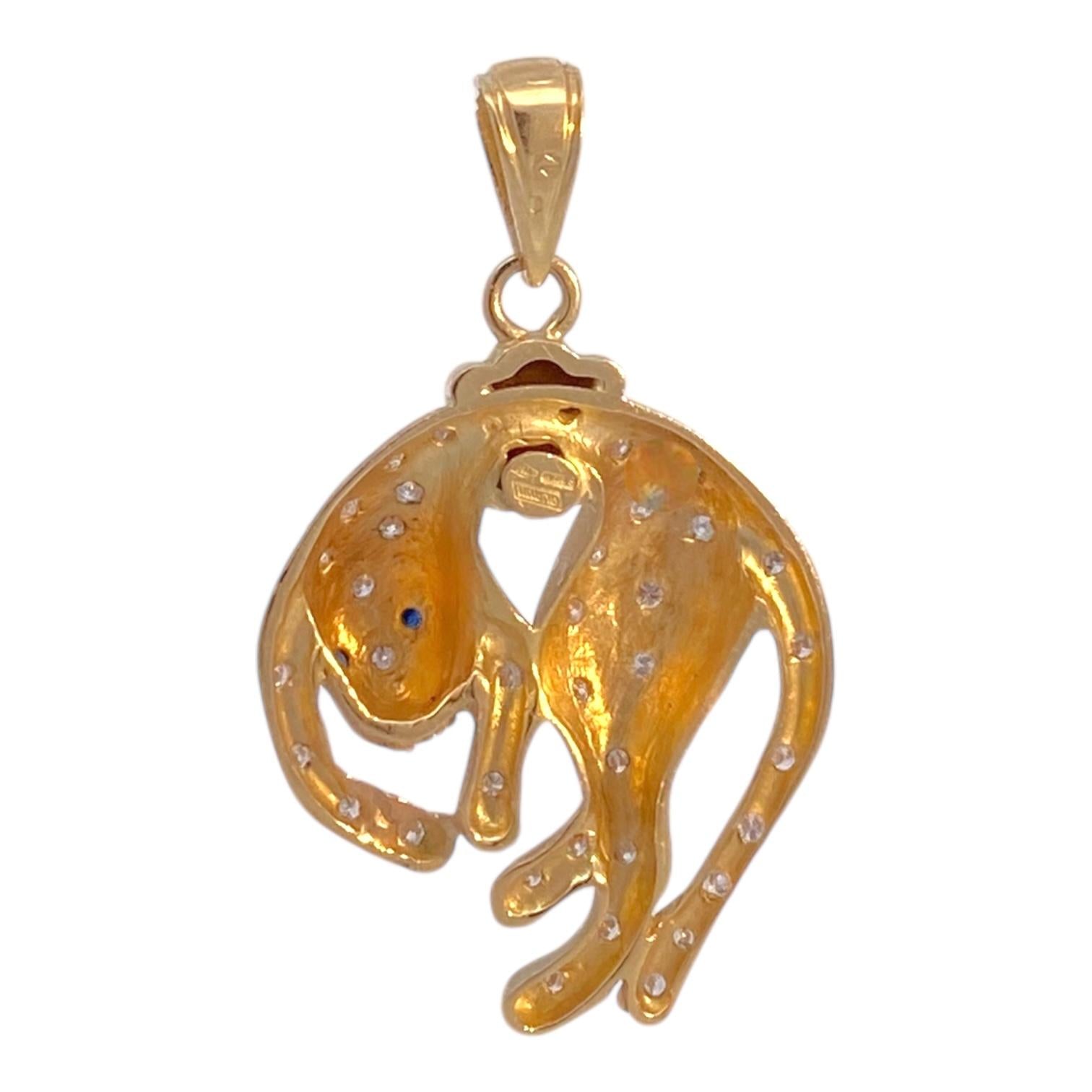 Vintage 18K Gold Diamond Set Panther Pendant