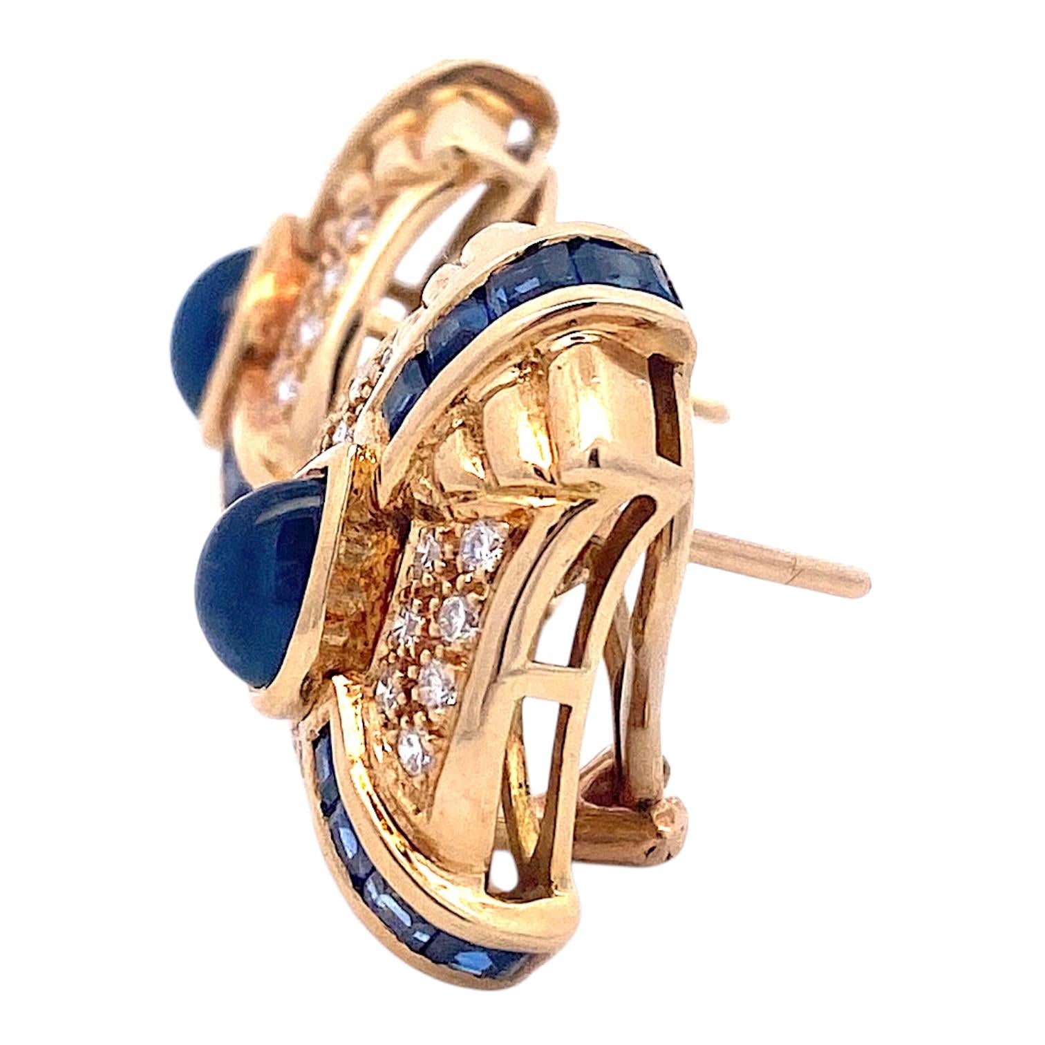 Vintage 18K Sapphire & Diamond Earrings