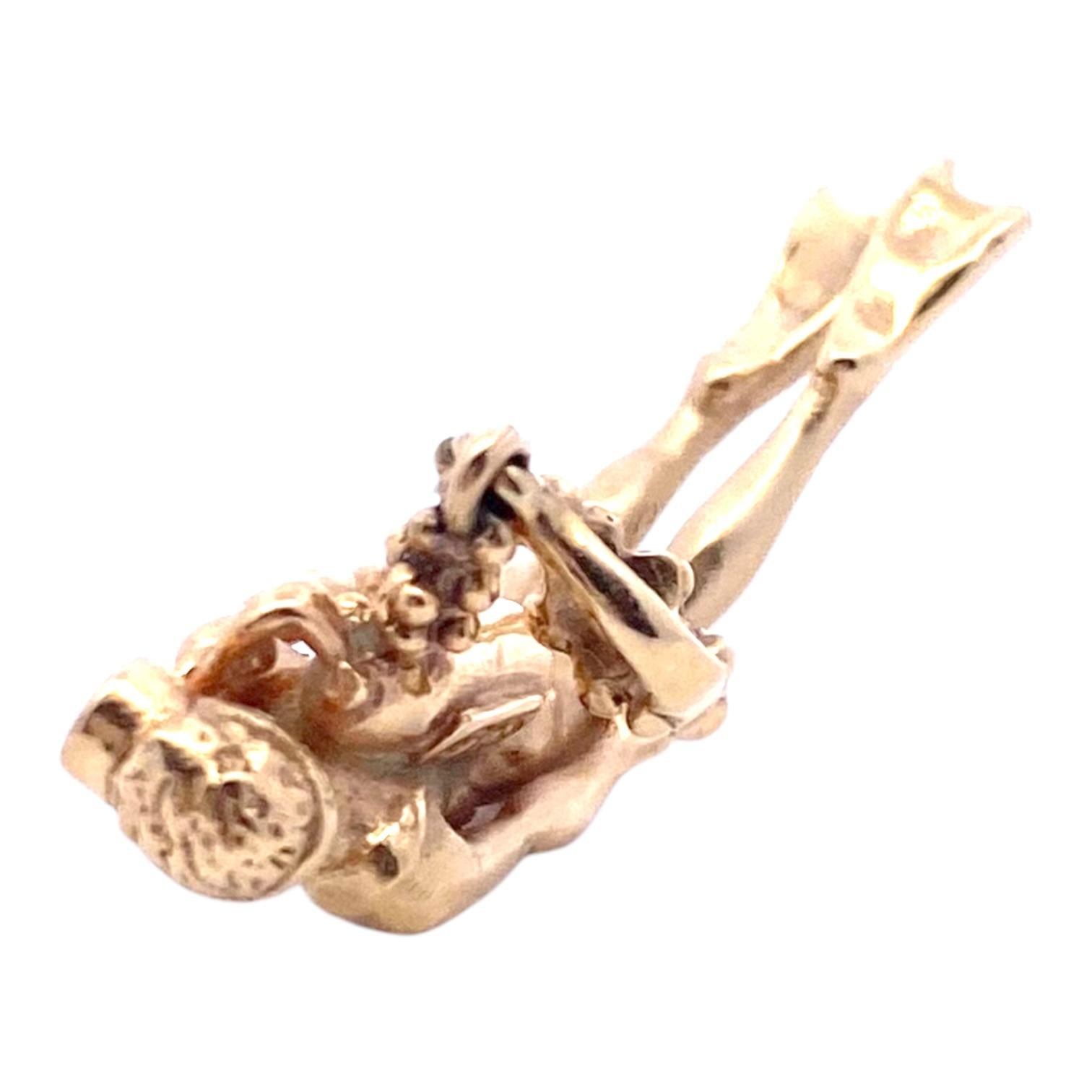 Vintage 14K Diamond Set Scuba Diver Charm Pendant