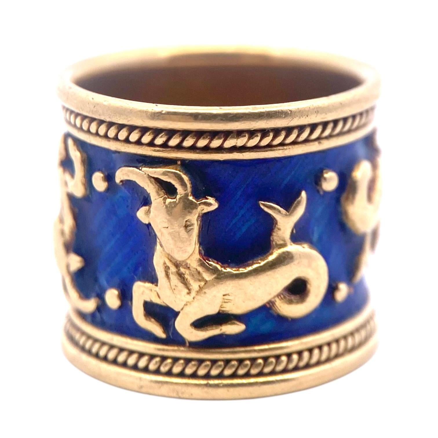 Vintage ELizabeth Gage Sagittarius Zodiac Enamel Band Ring