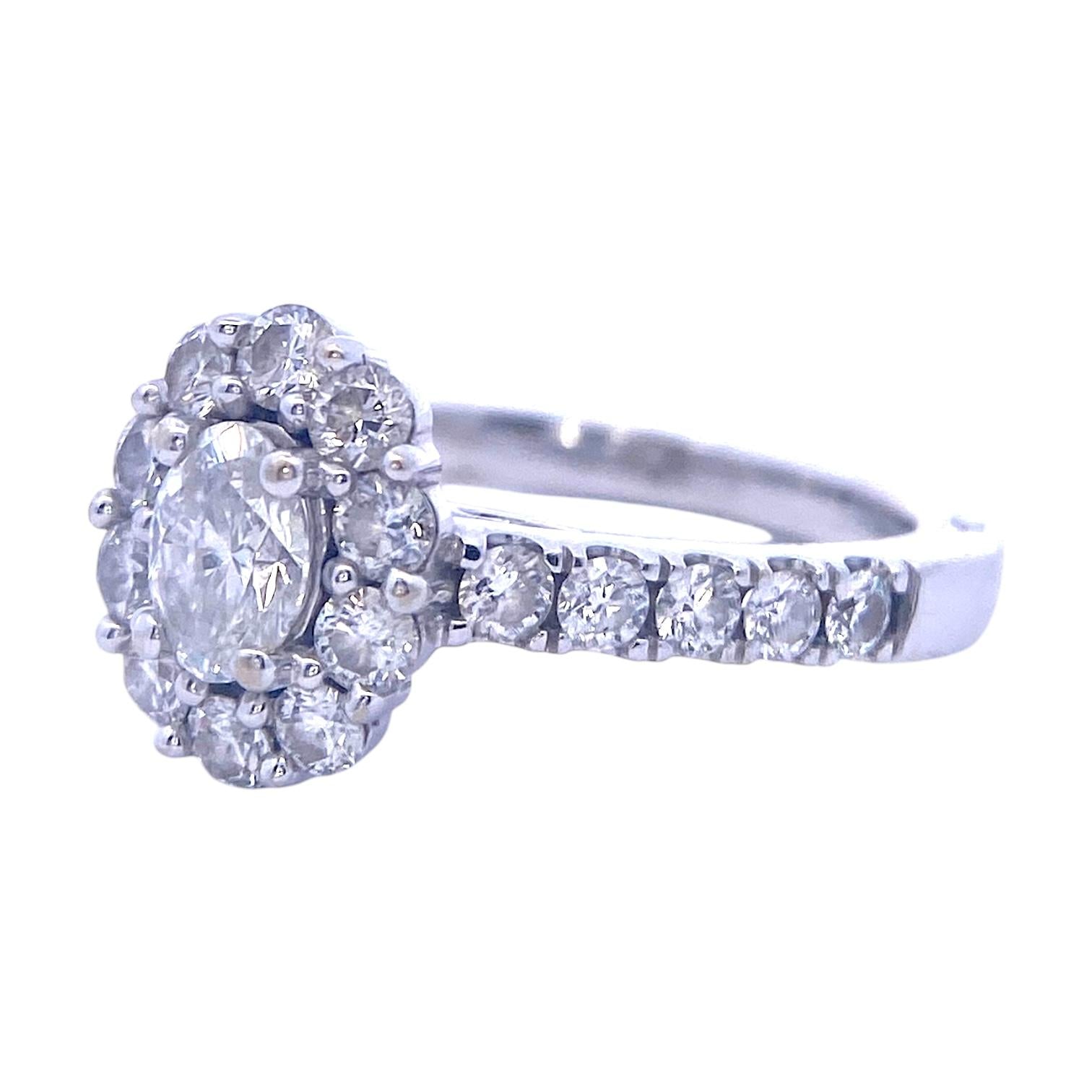 Marchesa 18K White Gold Oval Diamond Engagement Ring