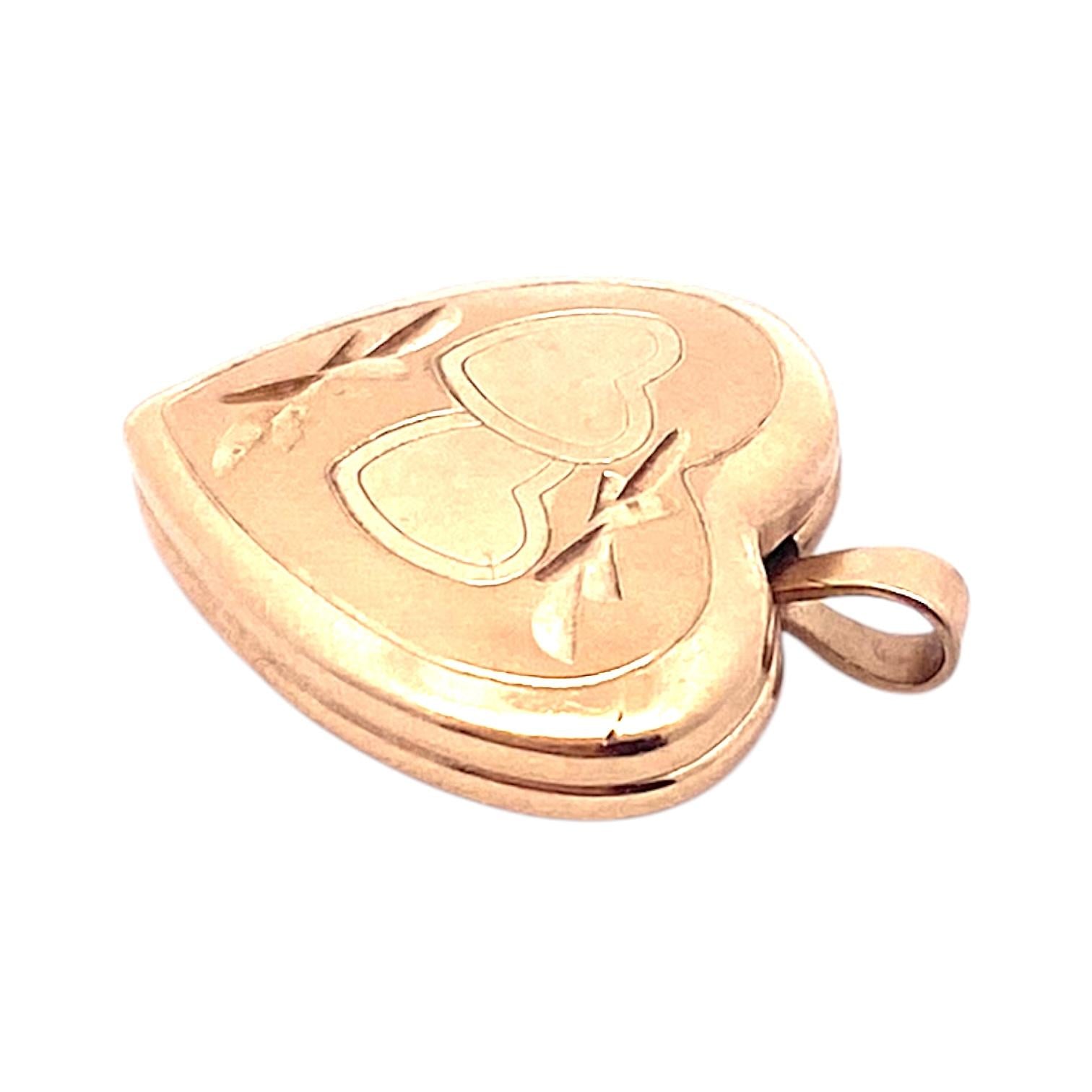 Vintage 14K Yellow Gold Small Heart Locket Charm Pendant