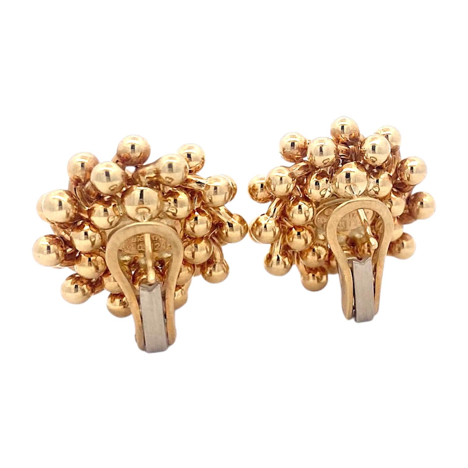 Vintage Chiampesan 18K Yellow Gold Beaded Earrings