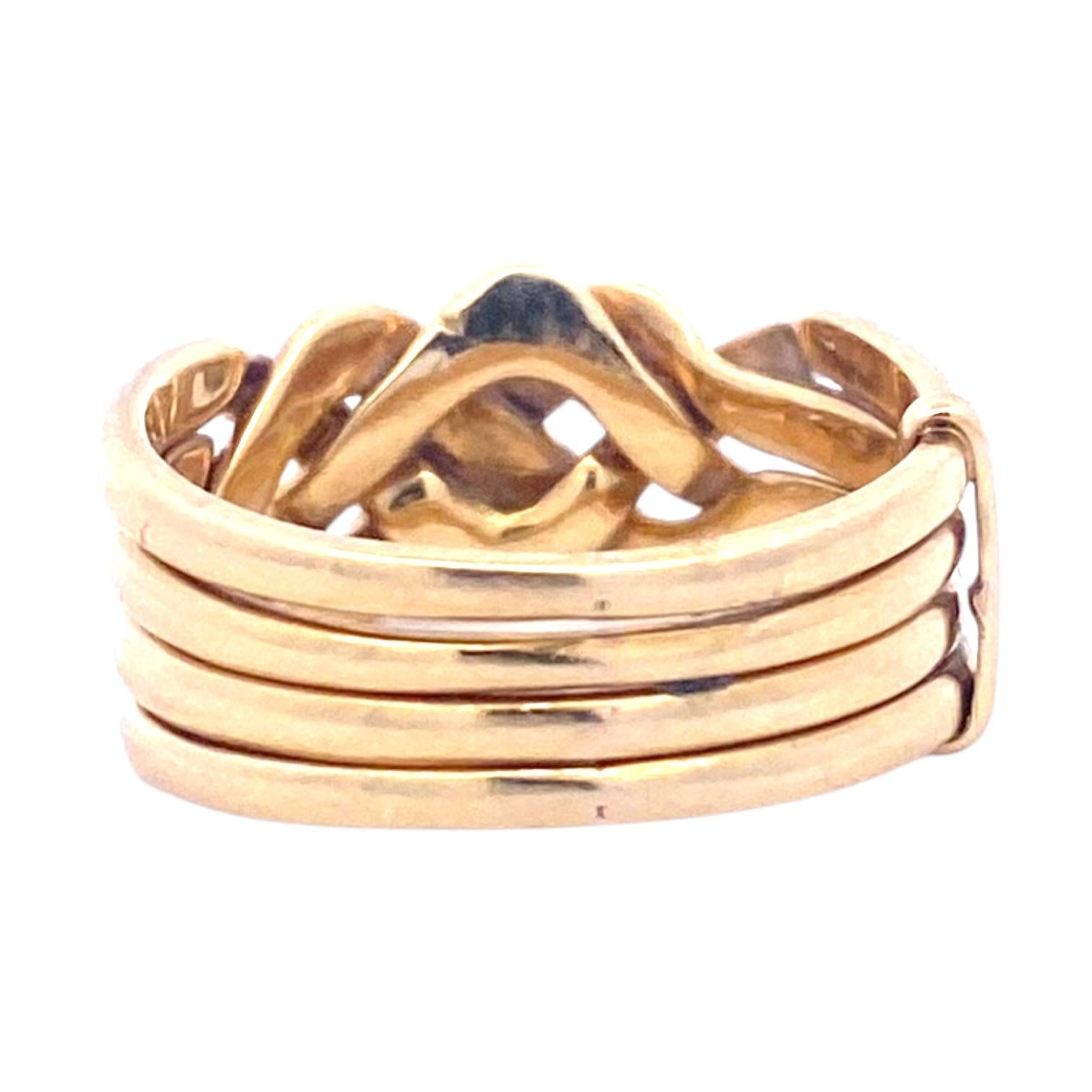 Vintage 18K Yellow Gold Puzzle Ring Size 7