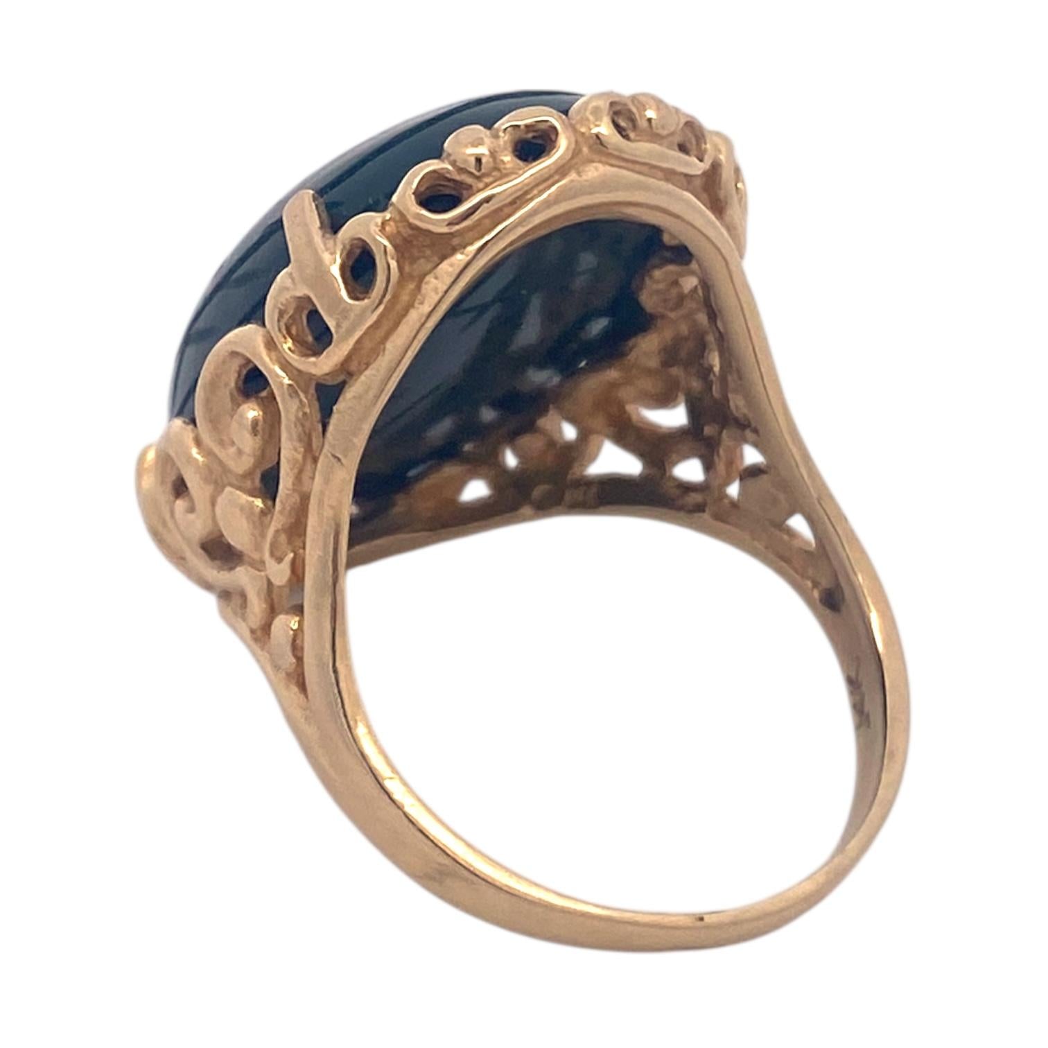 Vintage 14K Gold Scarab Bloodstone Cabochon Ring