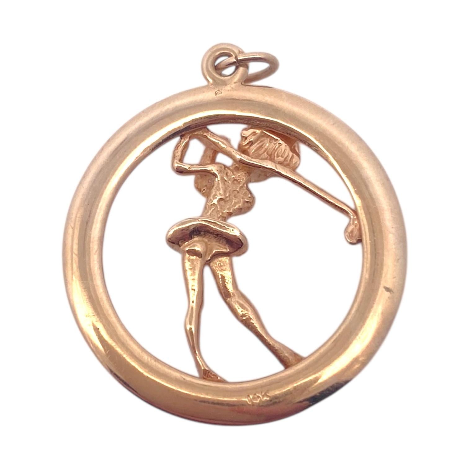 Vintage 14K Gold Golfer Charm Pendant