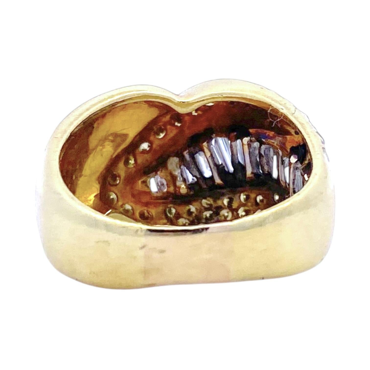 Vintage 18K Gold Snake Style Yellow and White Diamond Ring