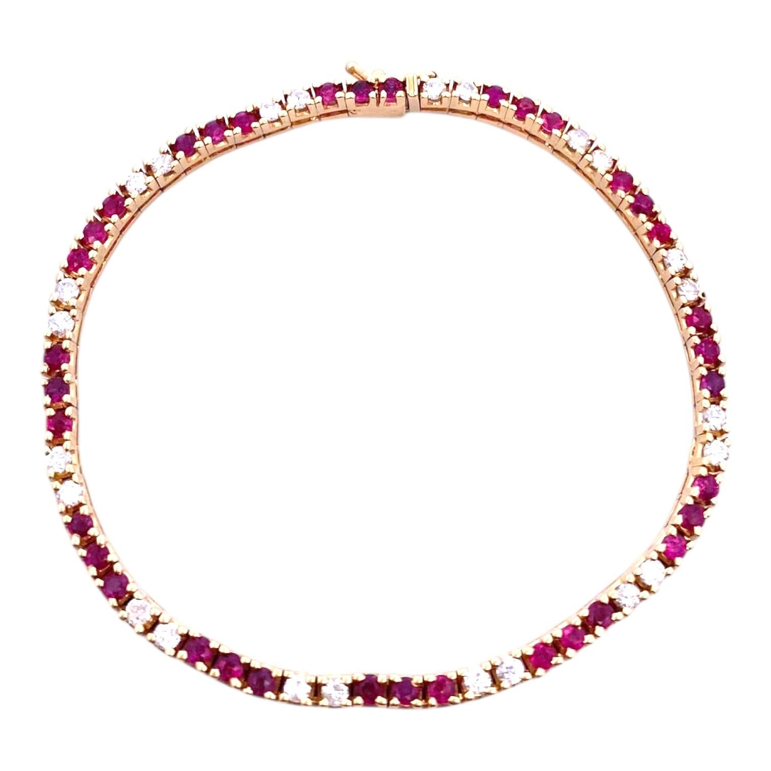 14K Yellow Gold Ruby & Diamond Tennis Bracelet