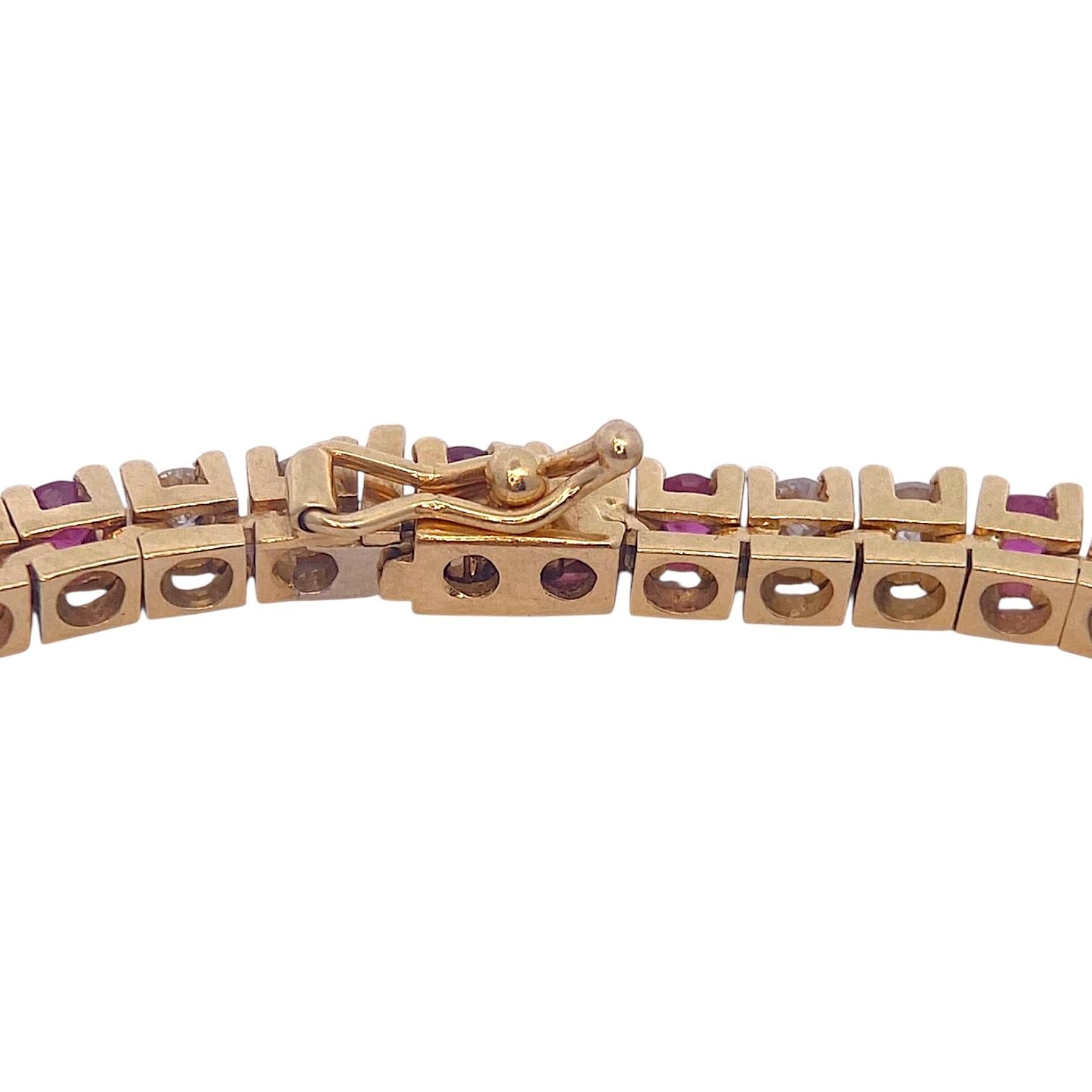 14K Yellow Gold Ruby & Diamond Tennis Bracelet