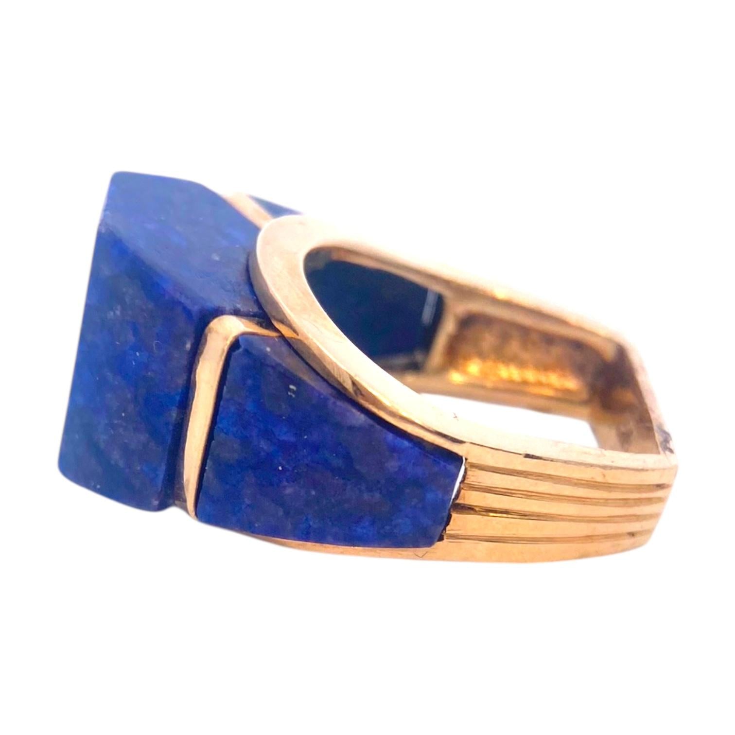 Mid-Century Design 14K Lapis Lazuli Ring