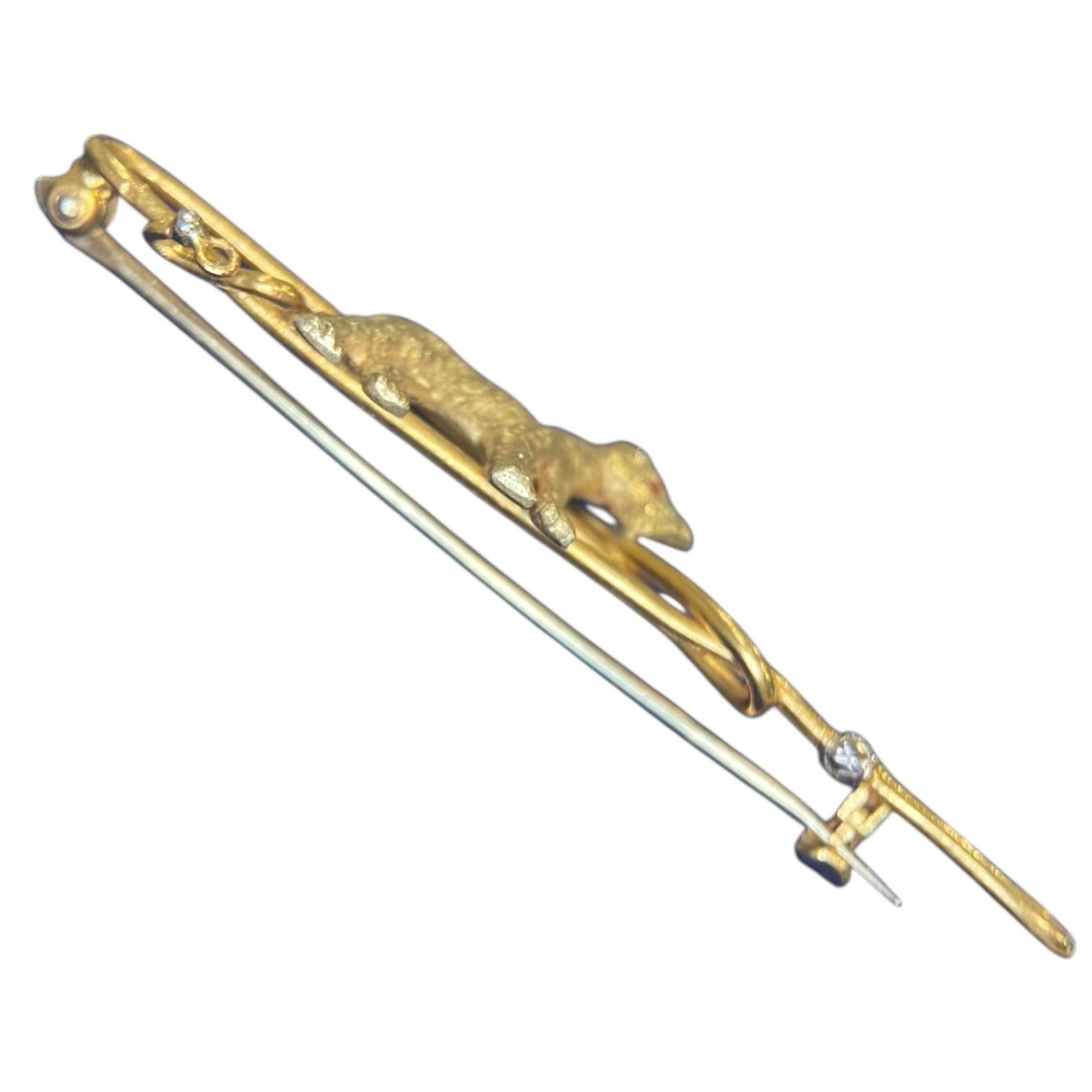 Vintage 14K Terrier with Leash Dog Pin