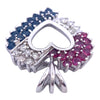 Vintage 14K White Gold Ruby Sapphire Diamond Heart Pendant