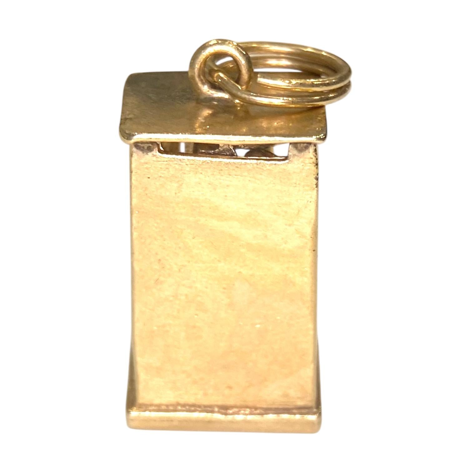 Vintage 14K Gold Articulating Phone Booth Charm Pendant