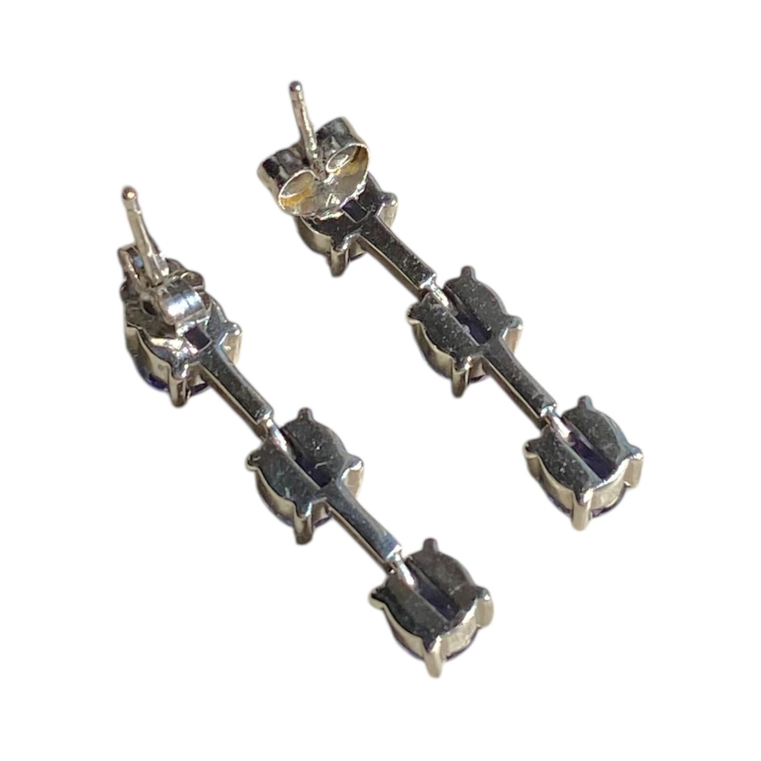 14K White Gold Tanzanite Drop Earrings