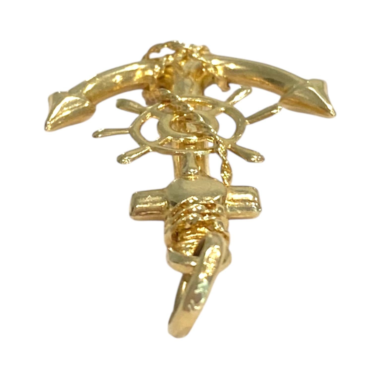 14K Yellow Gold Anchor Pendant