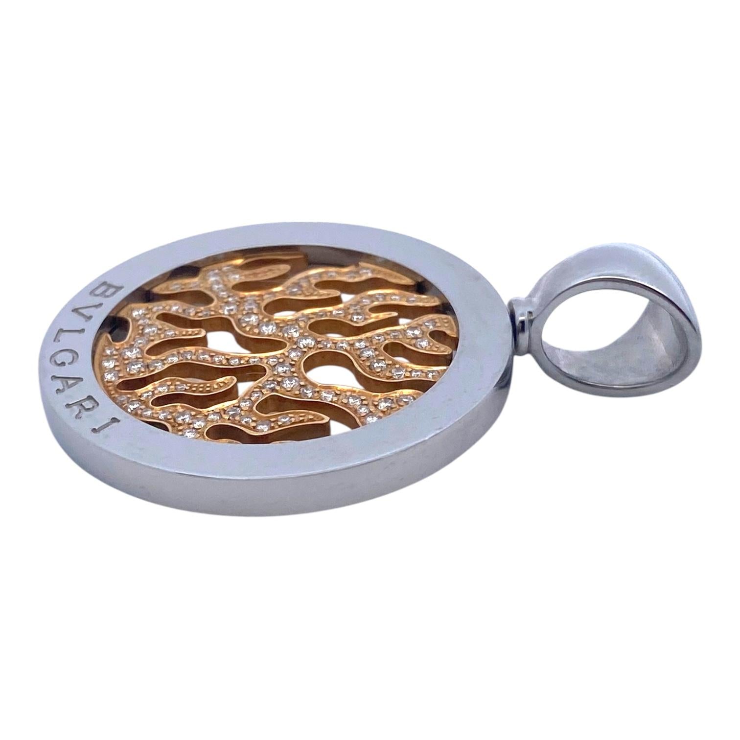 Vintage Bvlgari Tondo Fire Diamond 18K Stainless Pendant