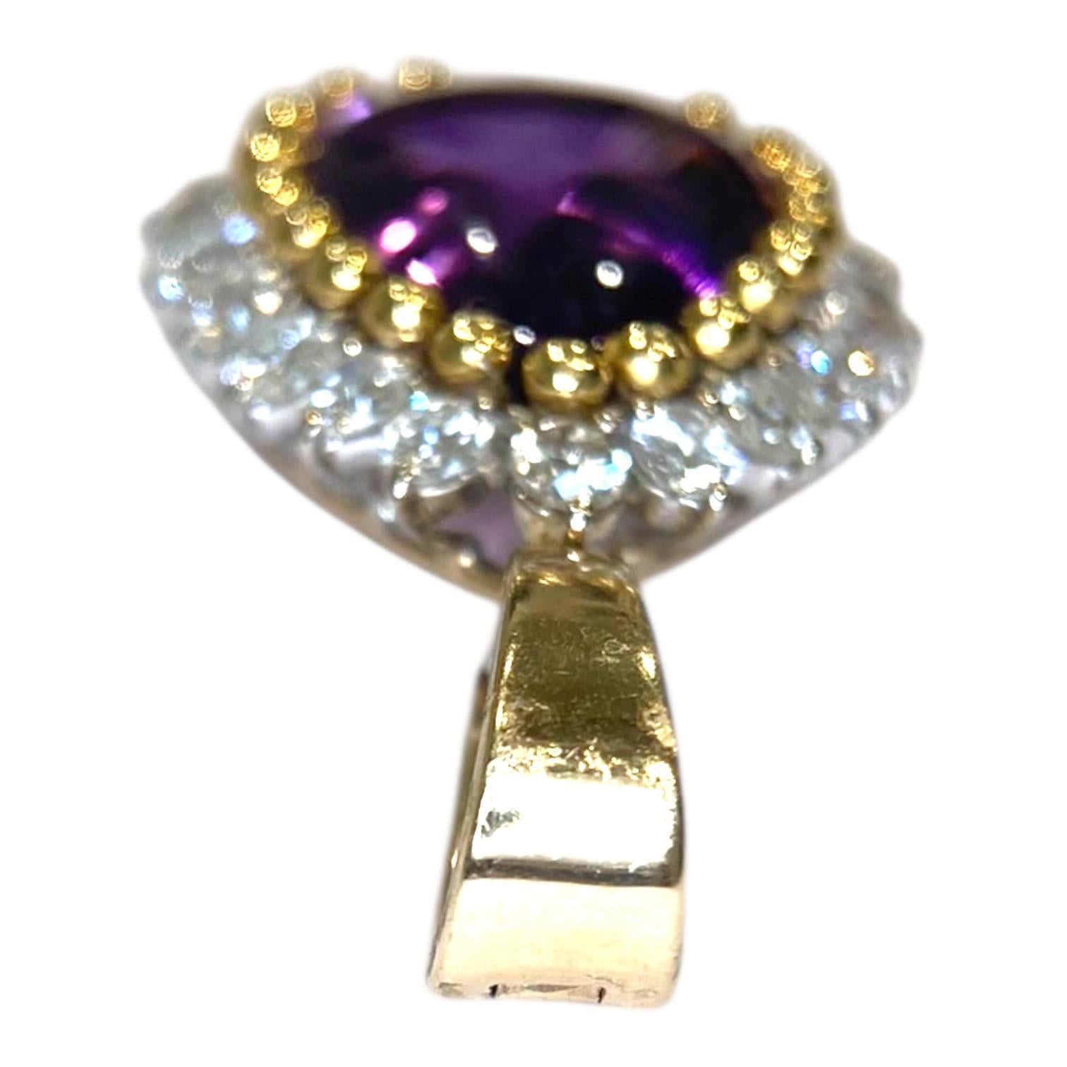 Vintage 14K Gold Amethyst & Diamond Pendant Enhancer