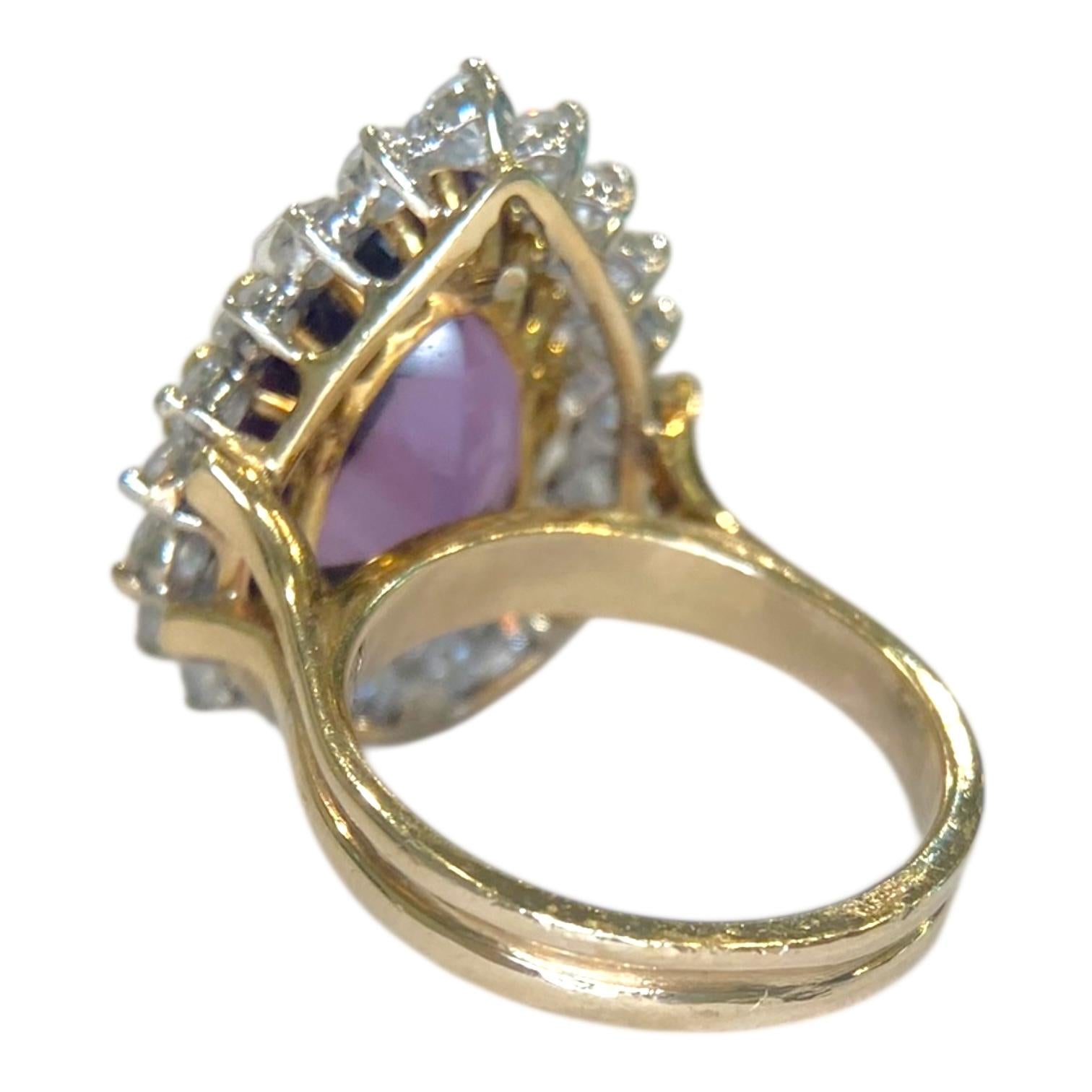 Vintage 14K Gold Amethyst & Diamond Ring