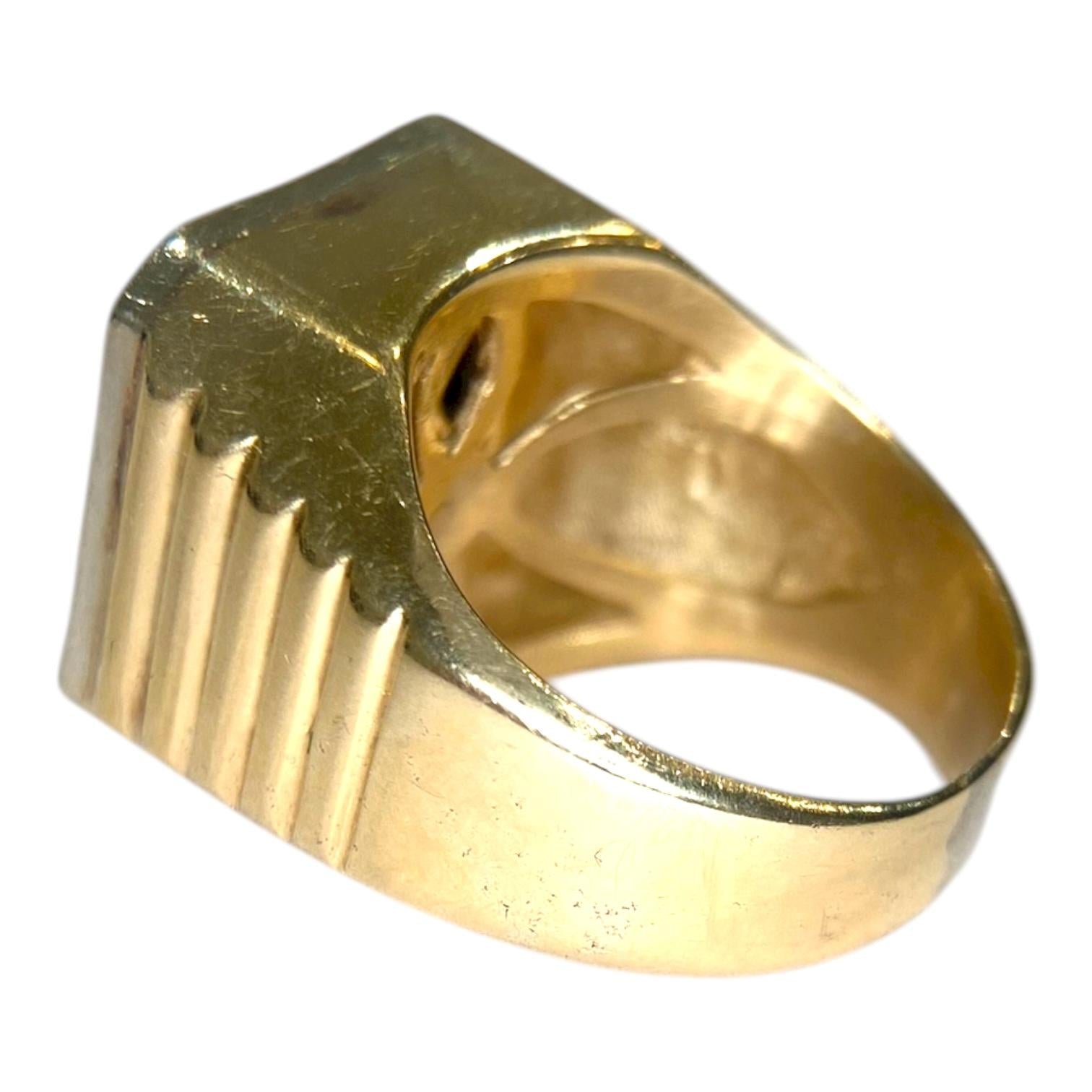 Vintage 14K Gold Onyx Floating Diamond Ring